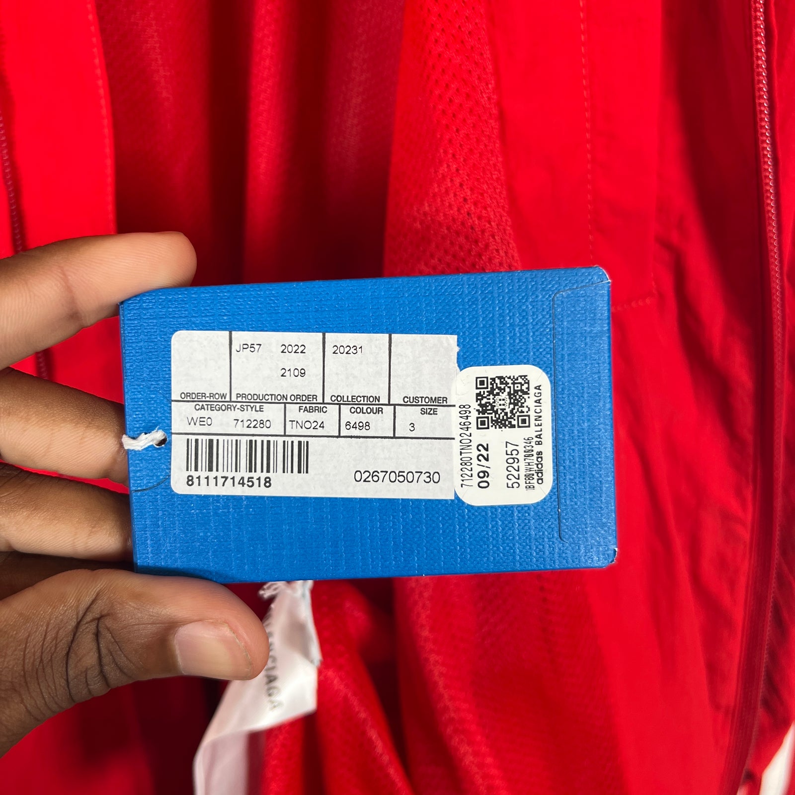 Balenciaga x Adidas Red Striped Nylon Track Jacket Size 3