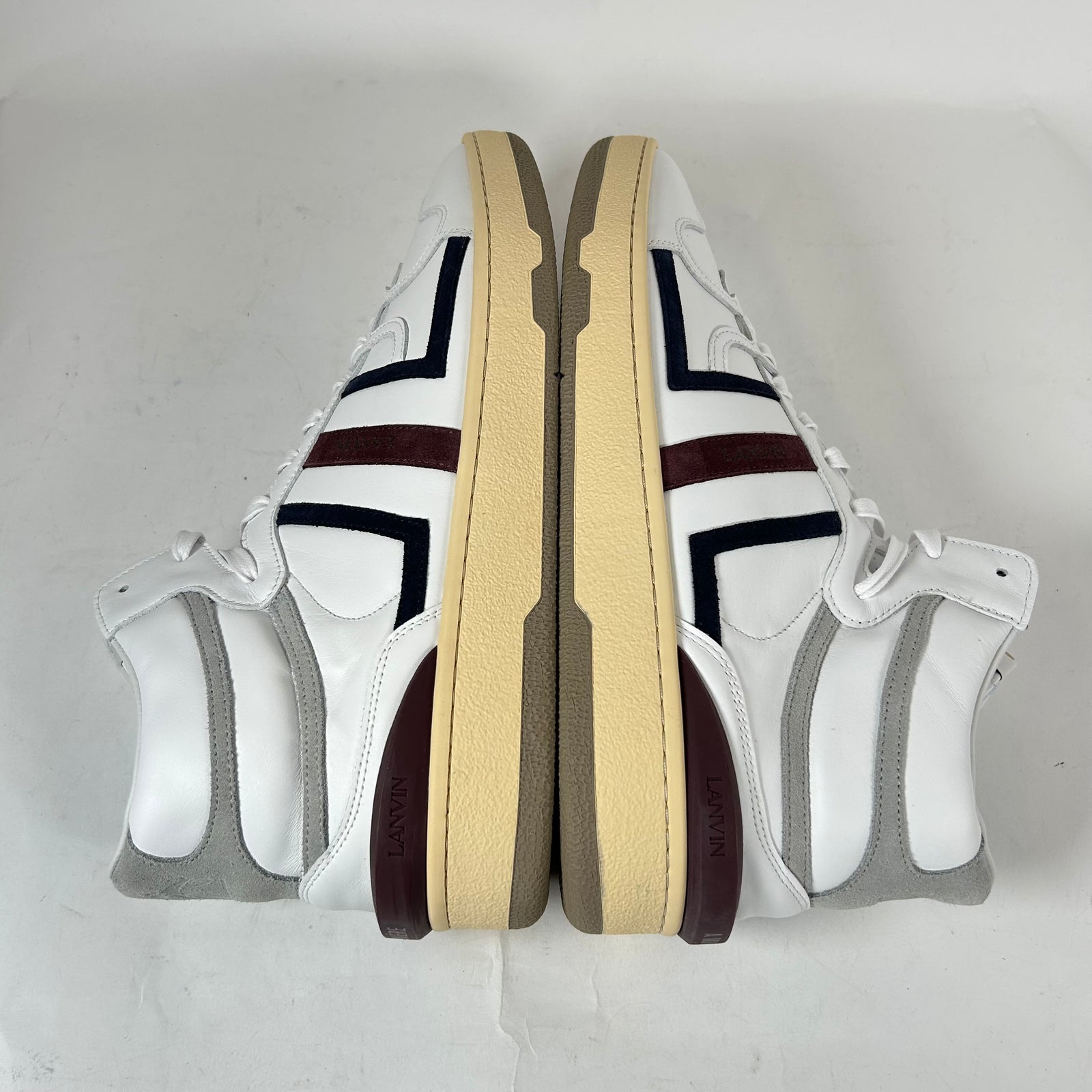 Lanvin x A Ma Maniere White/Maroon Clay High-Top Sneaker Size 44