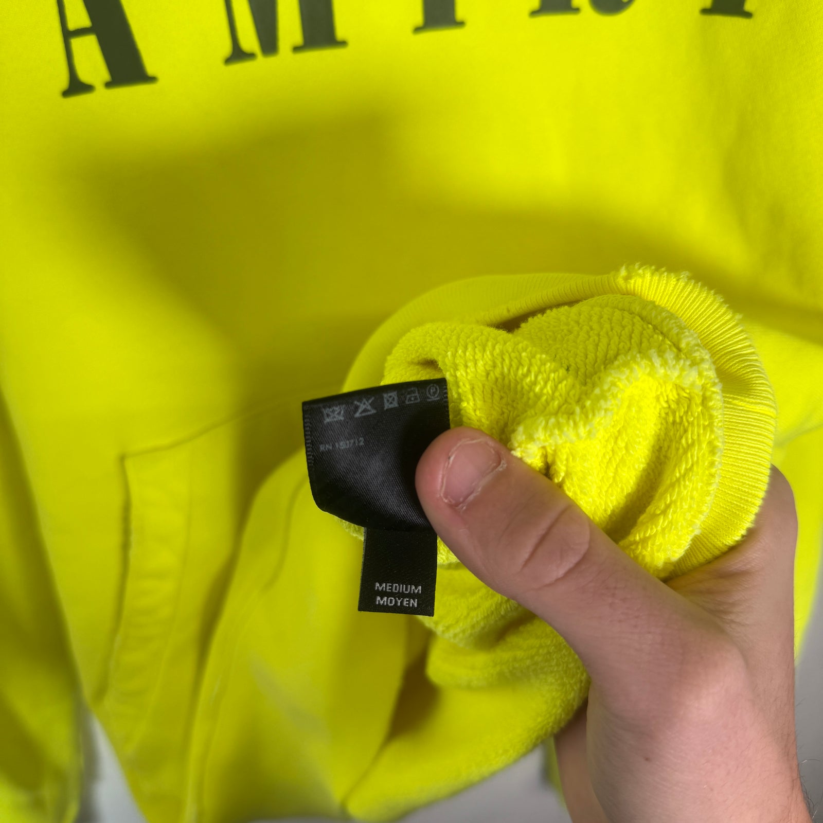Amiri Neon Yellow Core Logo Hoodie Size M