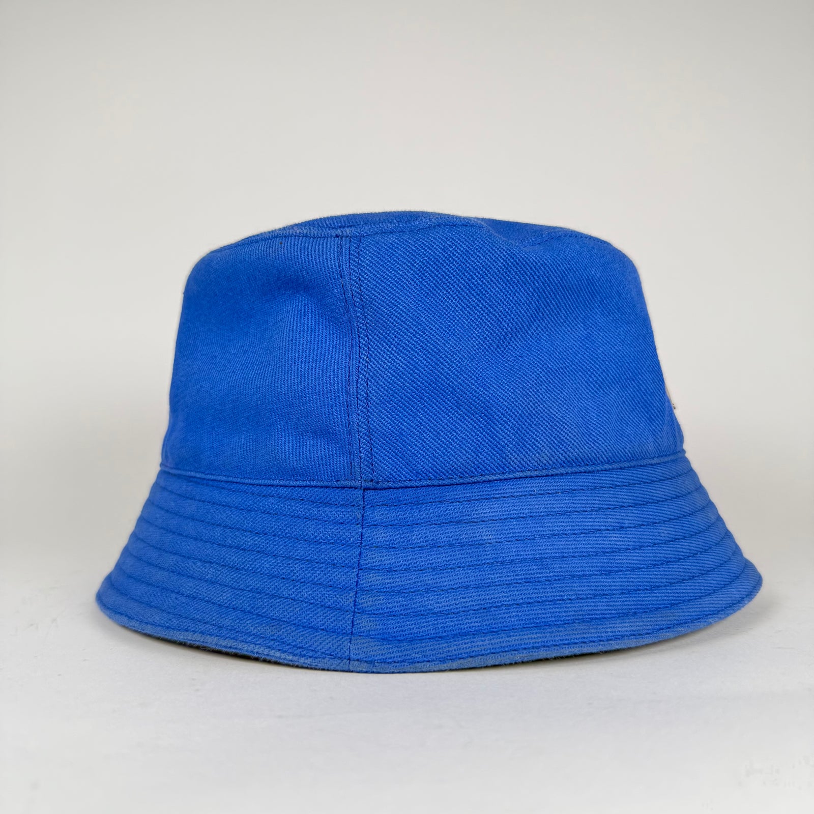 Prada Blue Canvas Plaque Bucket Hat Size XL