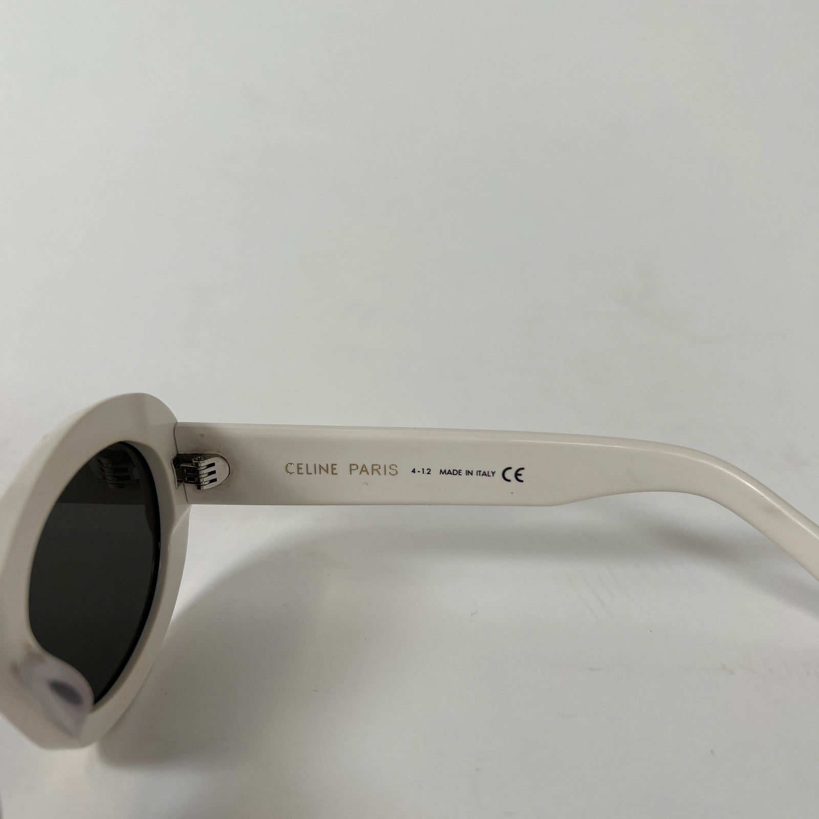 Celine White Triomphe Oval Sunglasses