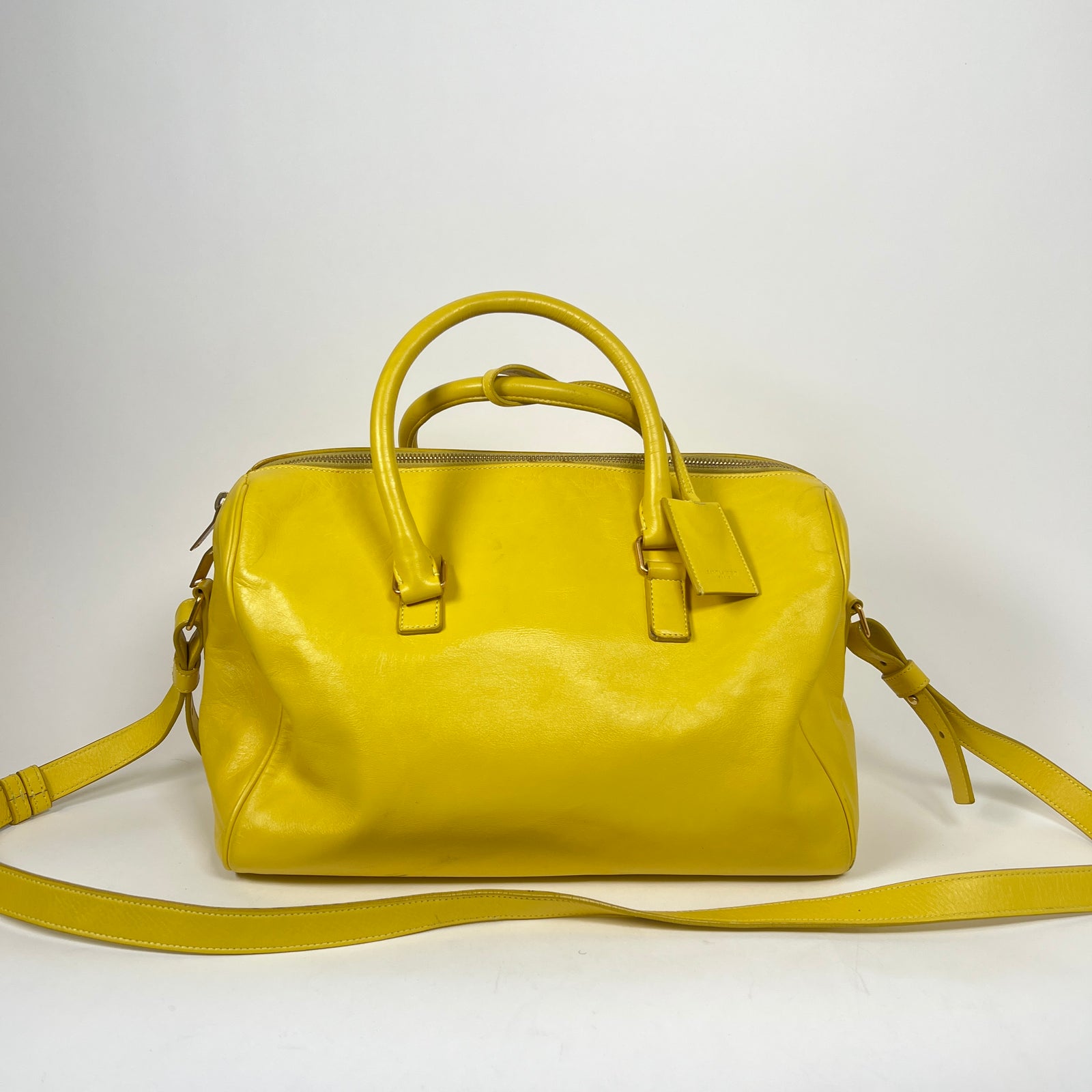 Saint Laurent Yellow Calfskin Leather Classic Baby Duffle Bag