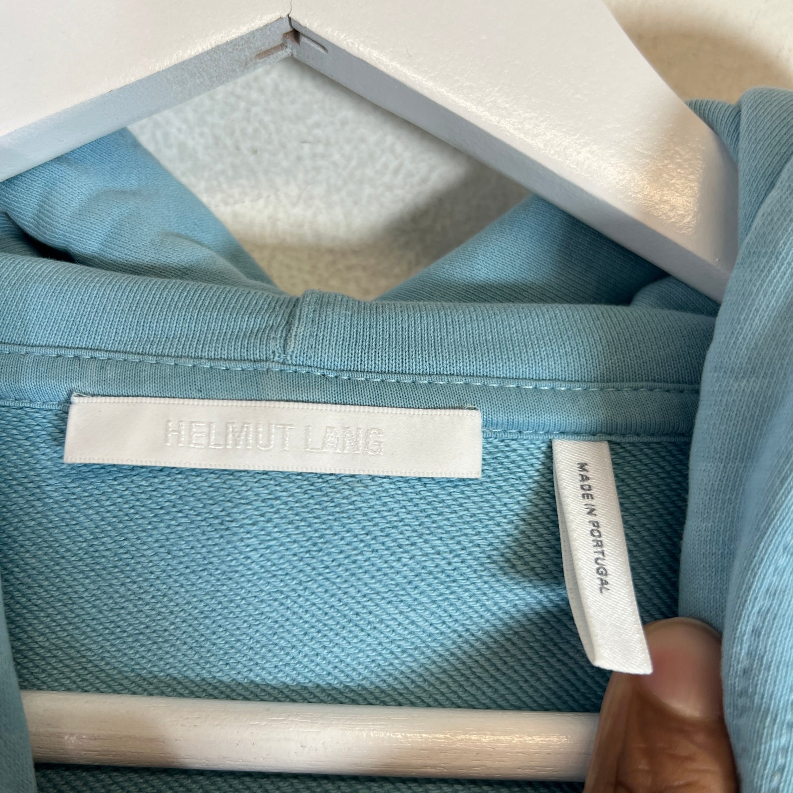 Helmut Lang Blue Societas Hoodie Size L