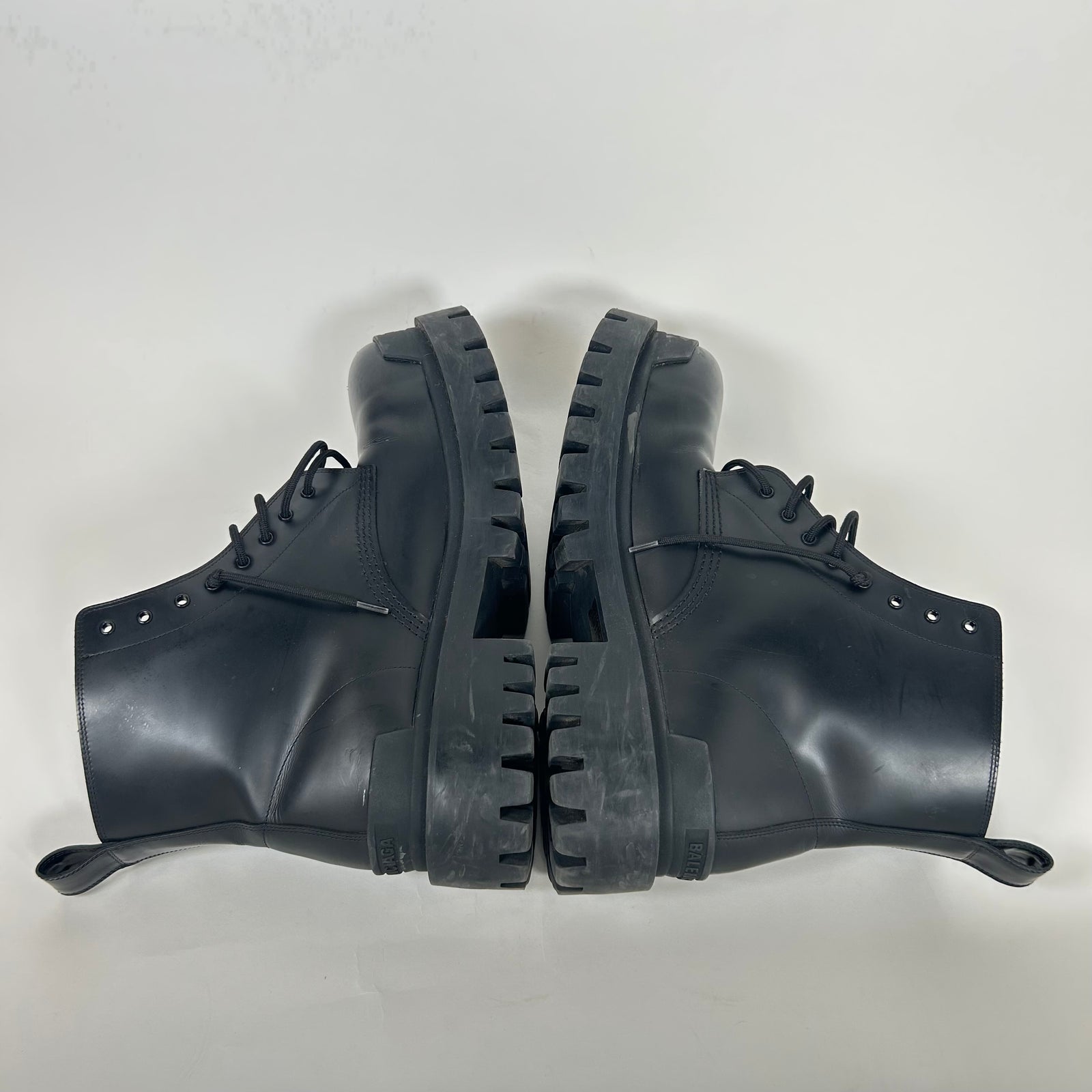 Balenciaga Black Leather Strike Boot Size 12
