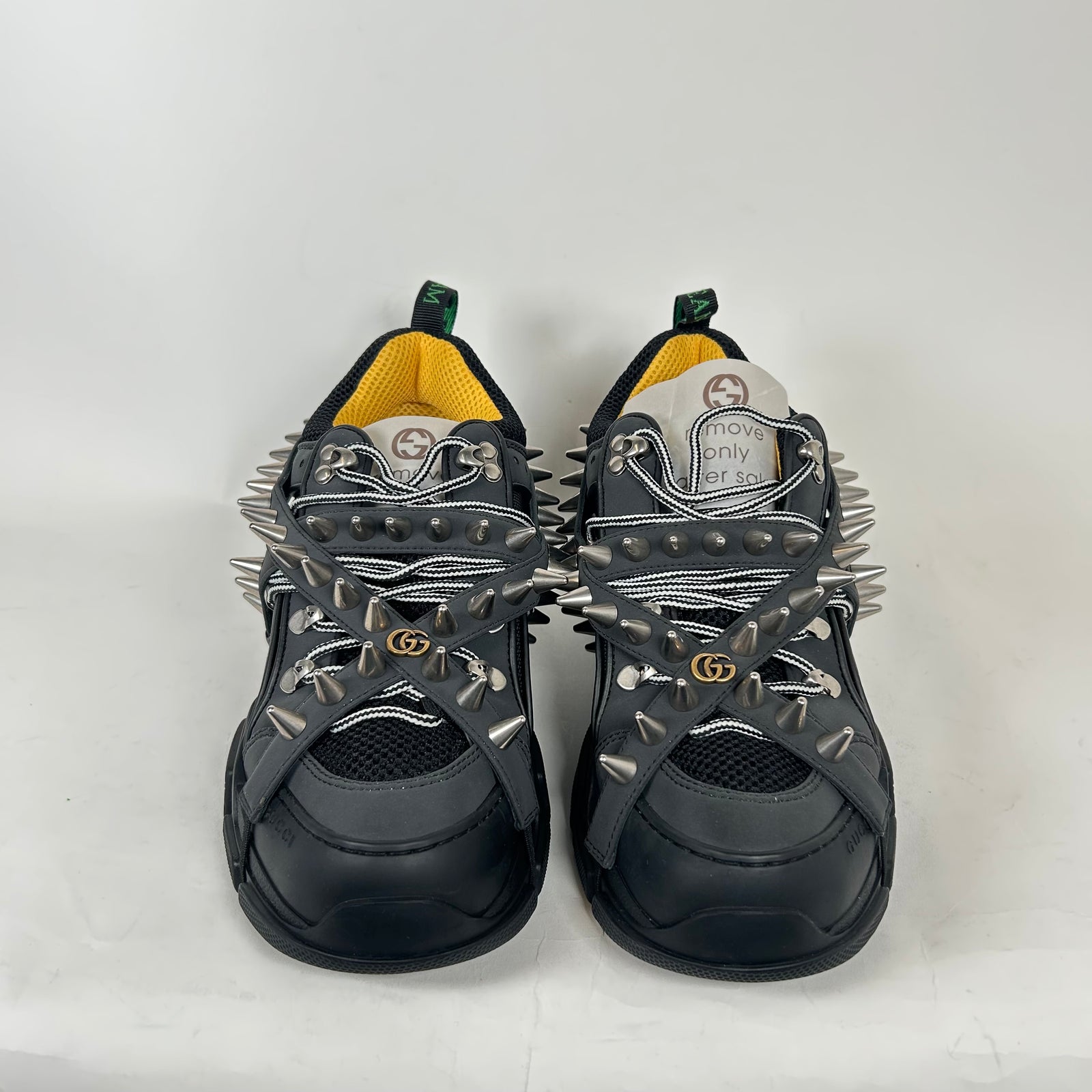 Gucci Black Spiked Flashtrek Sneaker Size GG 7