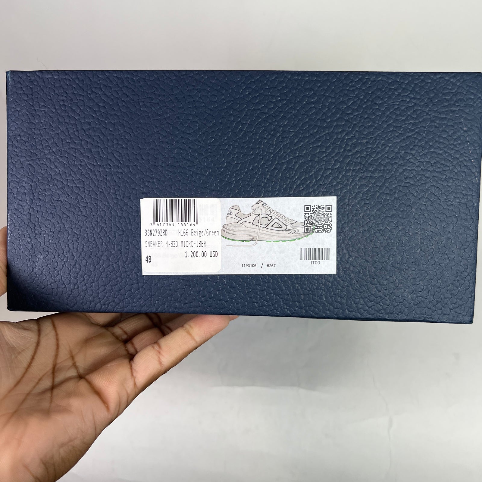 Dior B30 Beige/Lime Green Microfiber Mesh Sneaker Size 43
