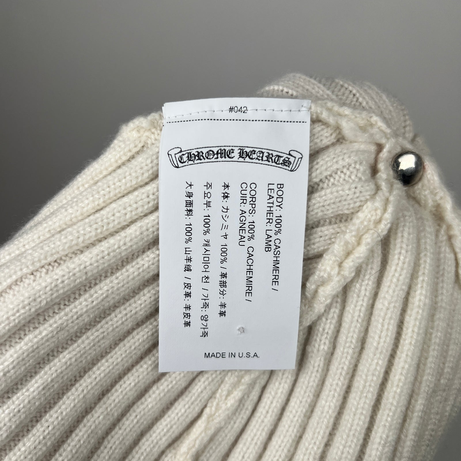 Chrome Hearts White Plus Cross Cashmere Beanie