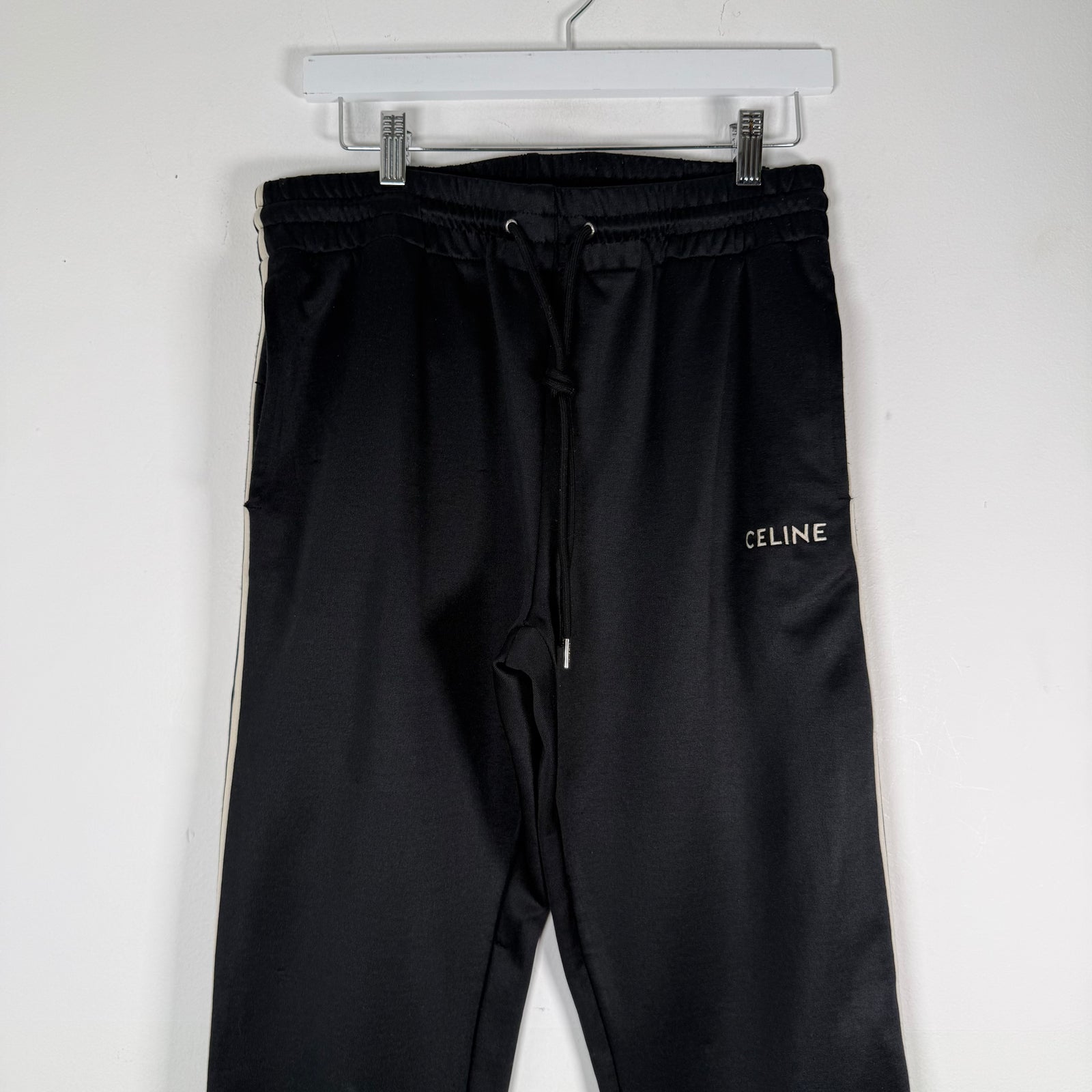 Celine Black Striped Logo Sweatpants Size M
