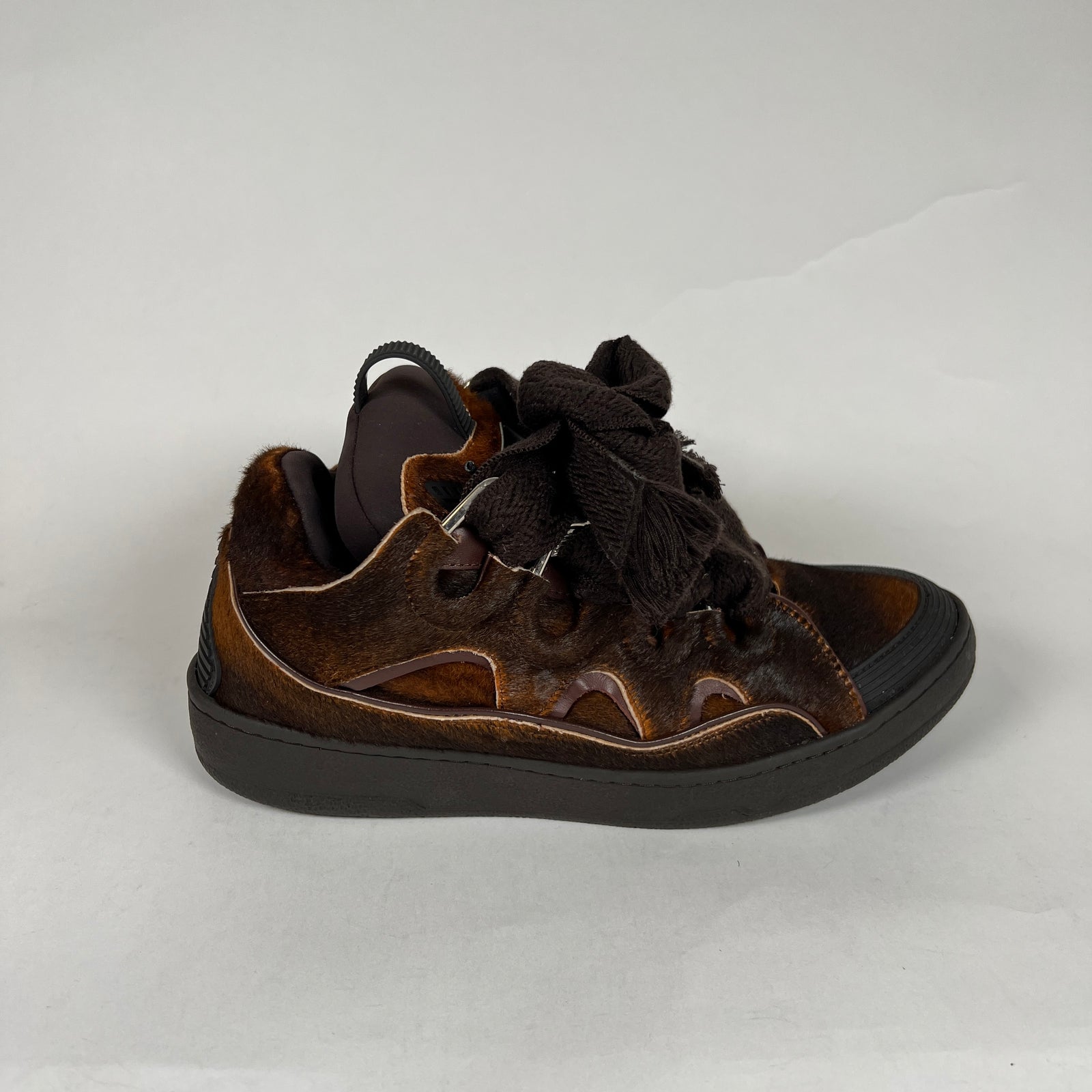 Lanvin Brown Ponyhair Curb Sneakers Sz 41