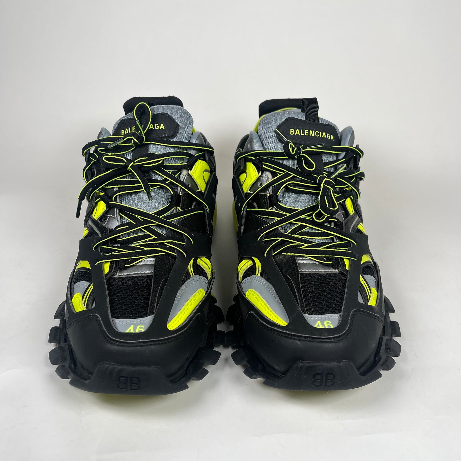 Balenciaga Black/Neon Yellow Track Sneakers Size 46
