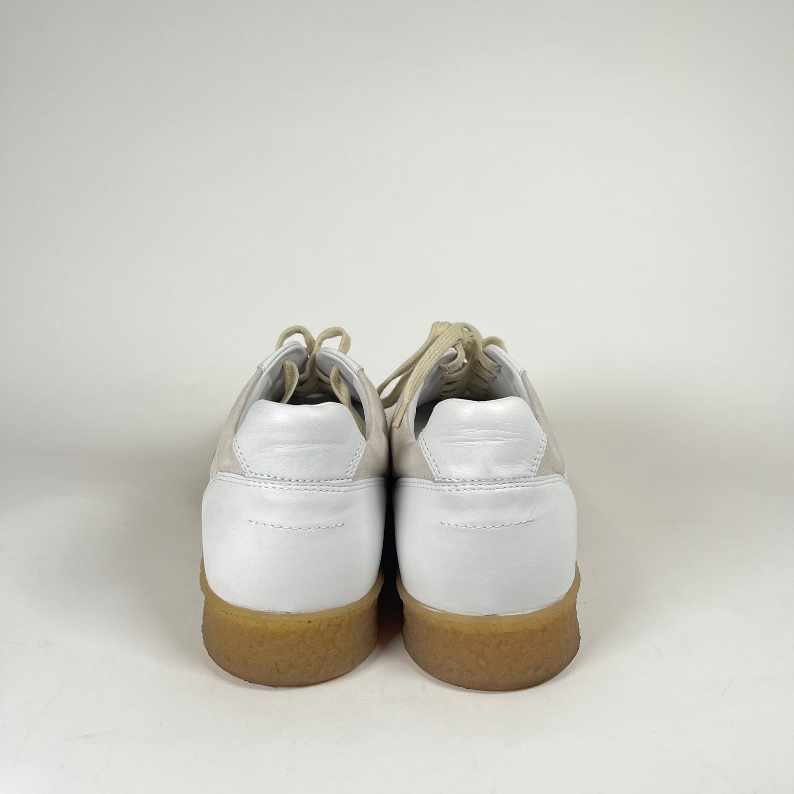 MM6 White Calf-Leather Low Top Sneakers Size 45