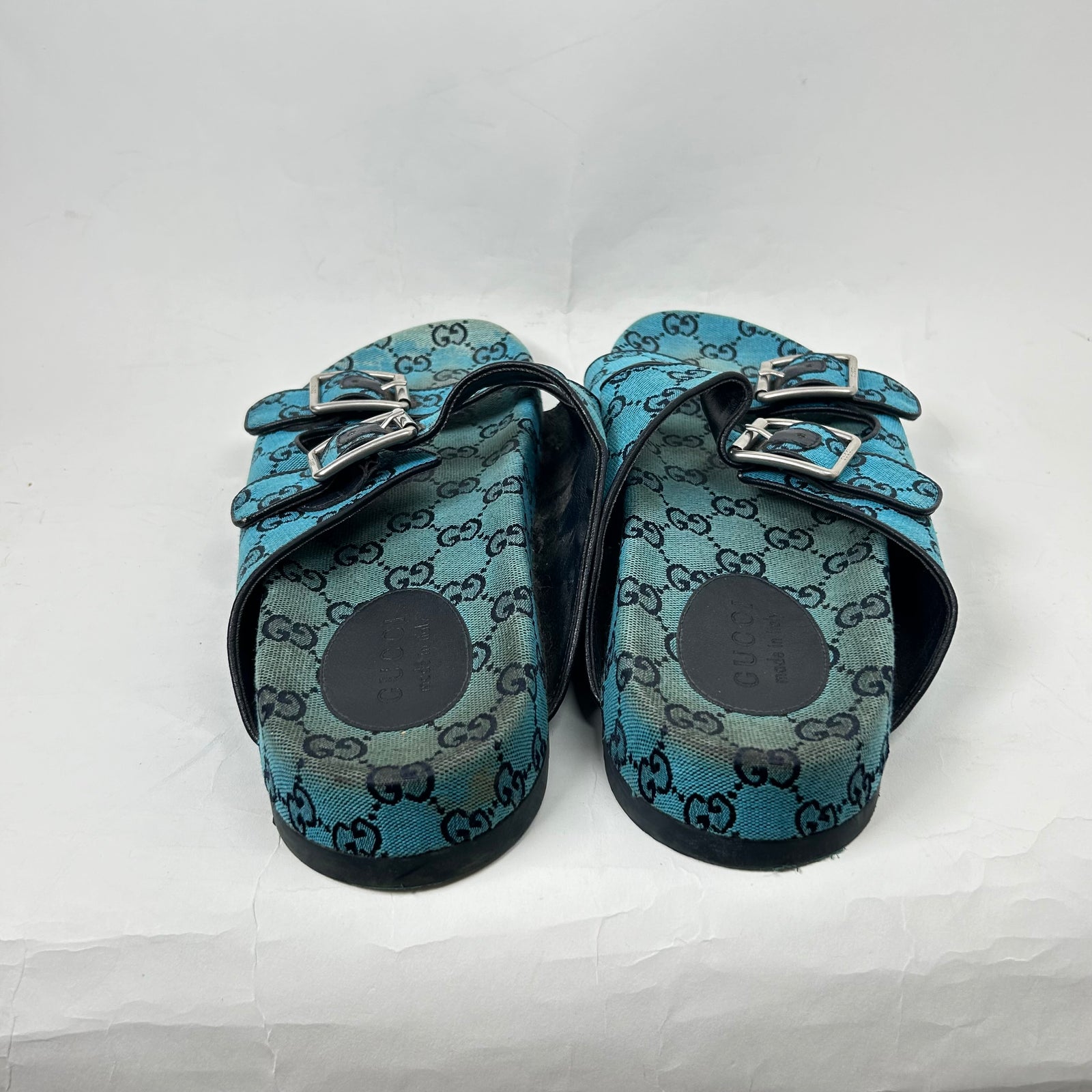 Gucci Blue Monogram Sandals Size 11