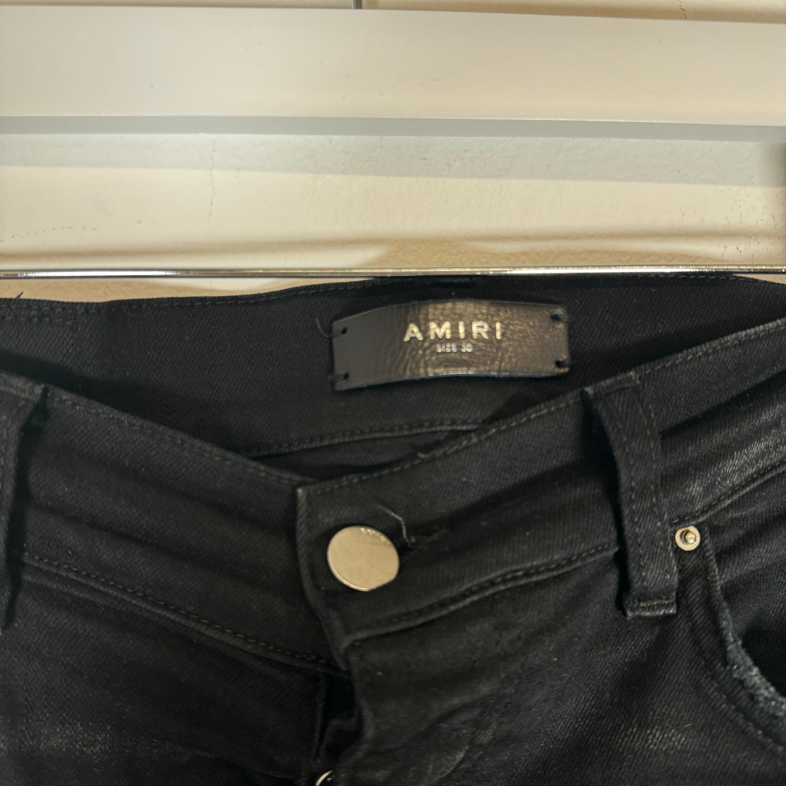 Amiri Black Applique Logo Denim Jeans Size 30