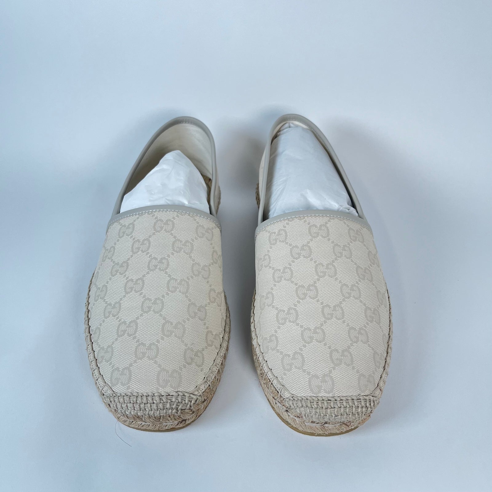 Gucci Bone White GG Monogram Canvas Espadrilles Size 8.5