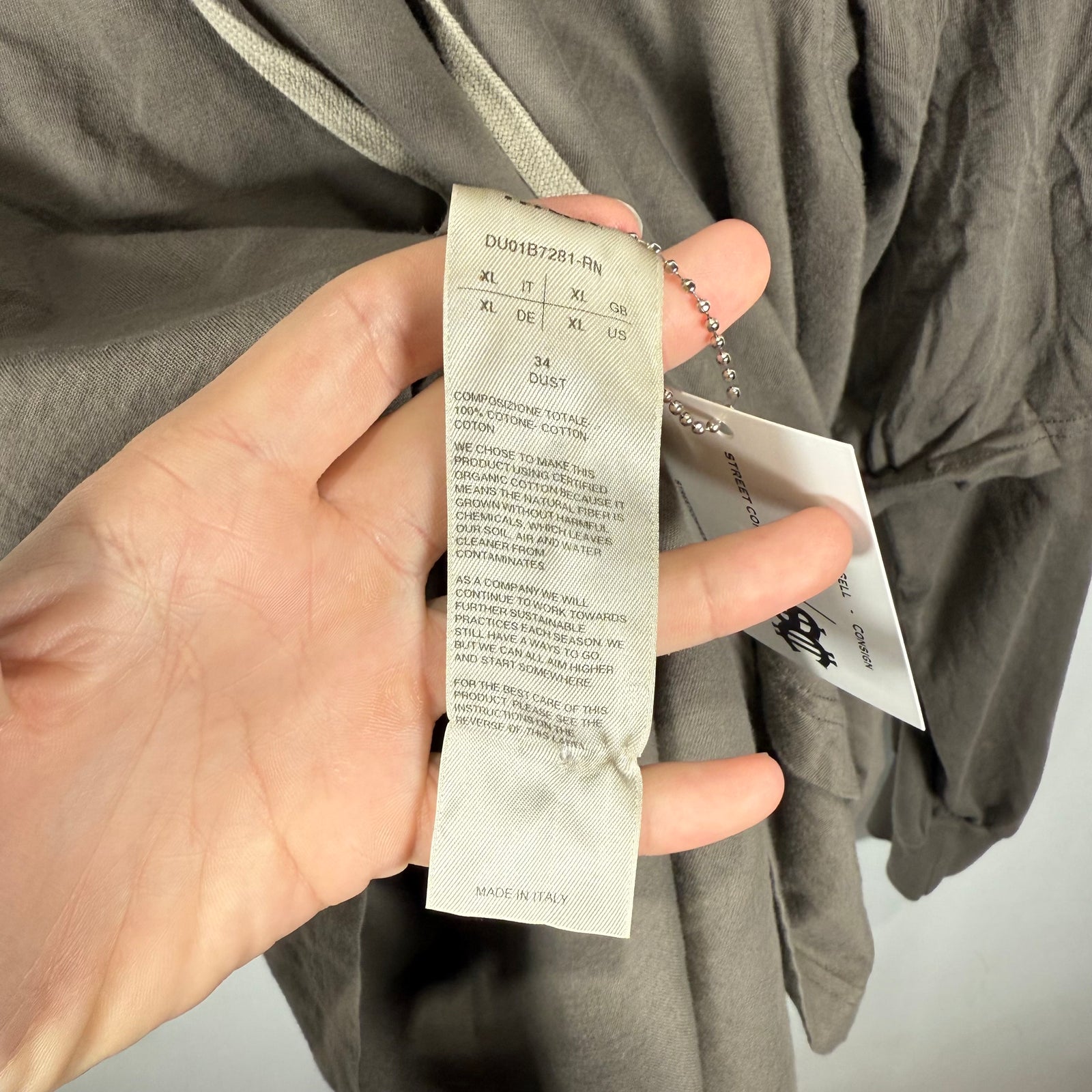 Rick Owens Thin Layered Dust Hoodie Size XL
