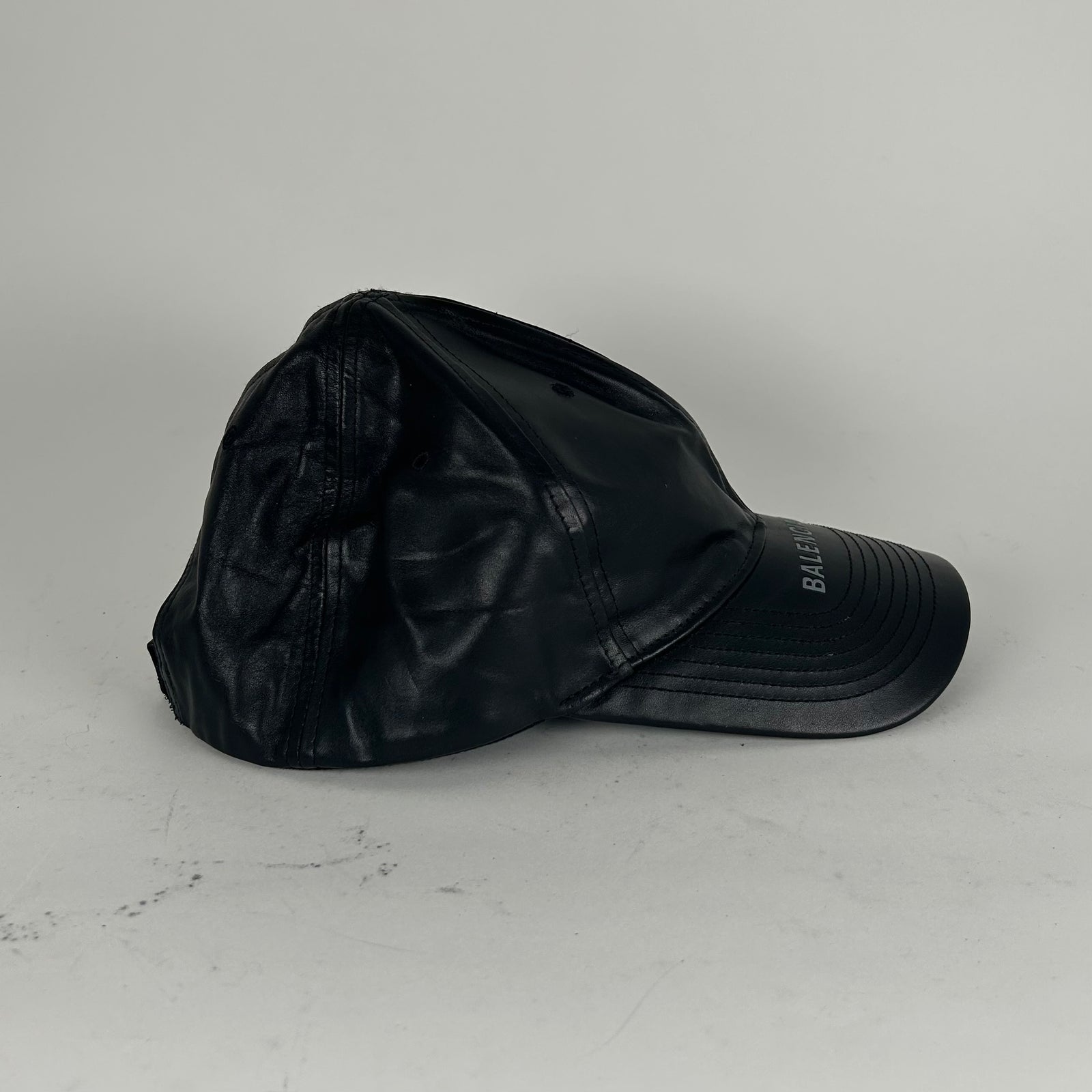 Balenciaga Leather Logo Visor Rim Cap Hat Size L