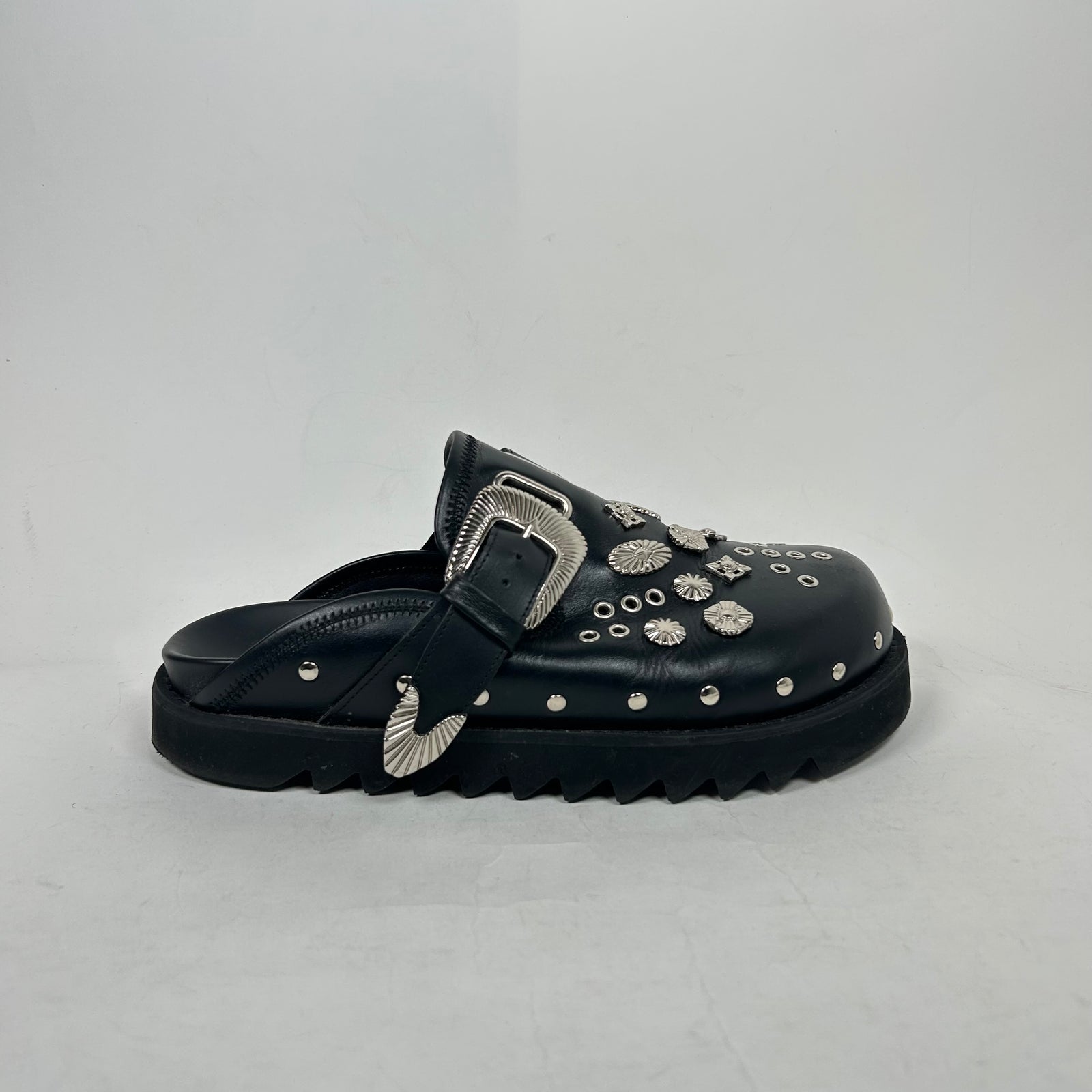 Toga Virilis Black Metal Sabot Loafer Size 43