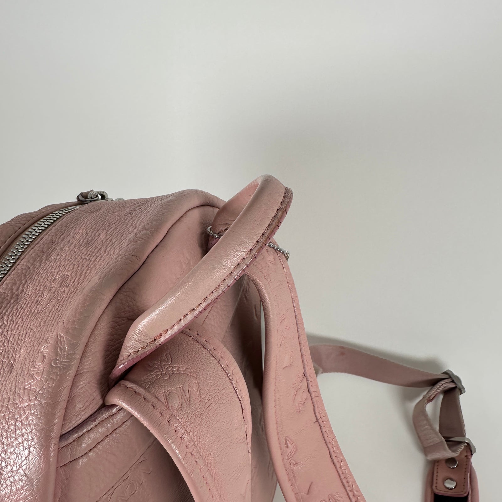 Mcm Pink Logo Emprinte Backpack