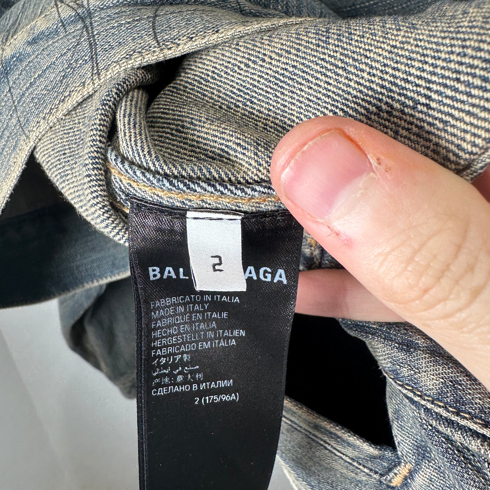 Balenciaga Denim 'Rhinestone Scribble' Jacket Size 2