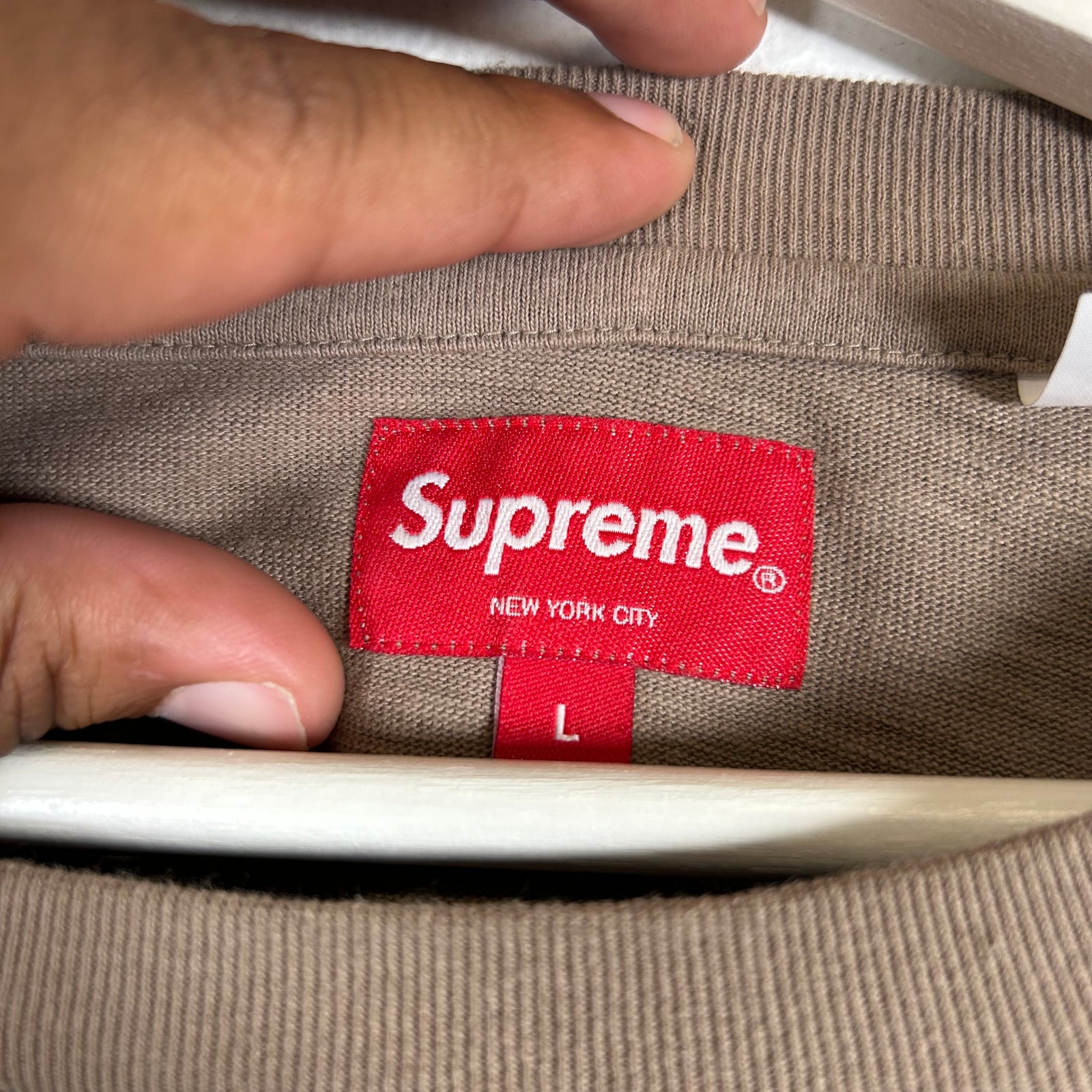 Supreme Brown Pocket Logo T-shirt Size L