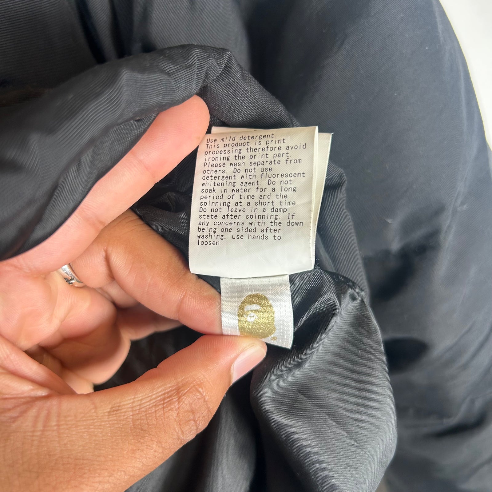 Bape Black Nylon Down Puffer Jacket Size L