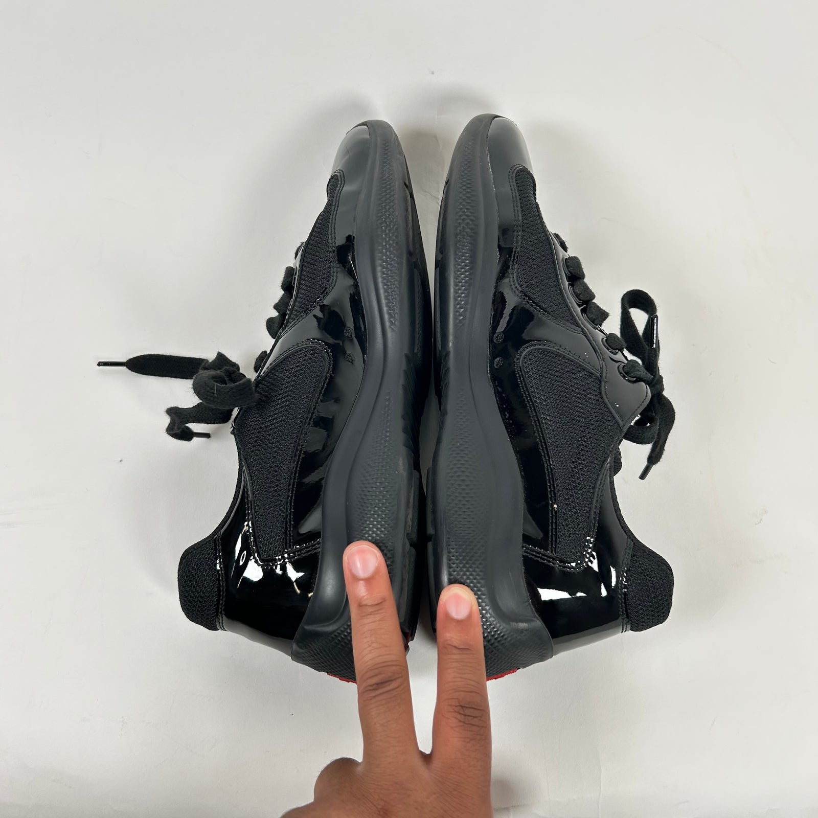 Prada Black Patent Leather Cup Sneakers Size 9
