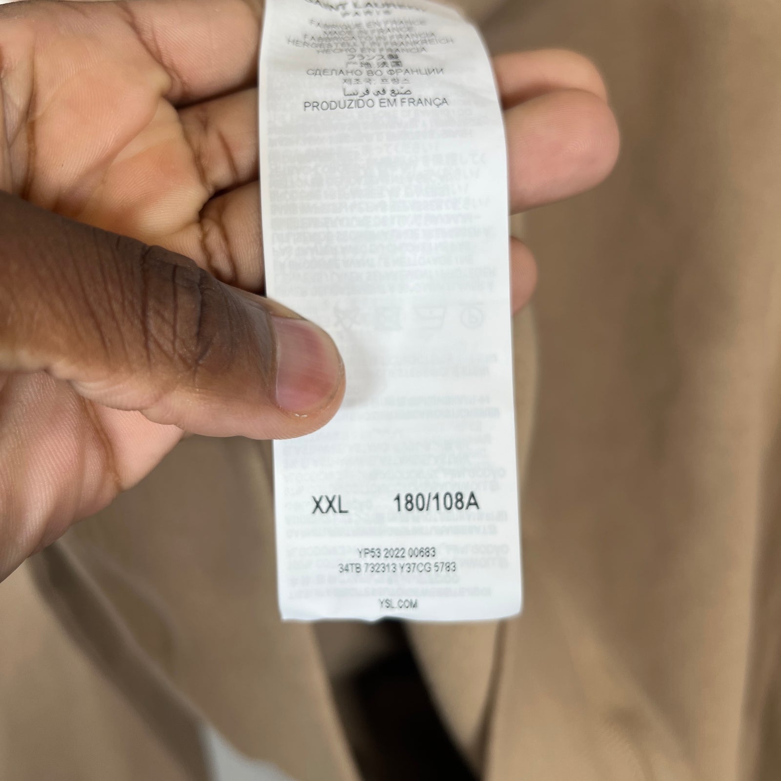 Saint Laurent Beige Logo Hoodie Size XXL