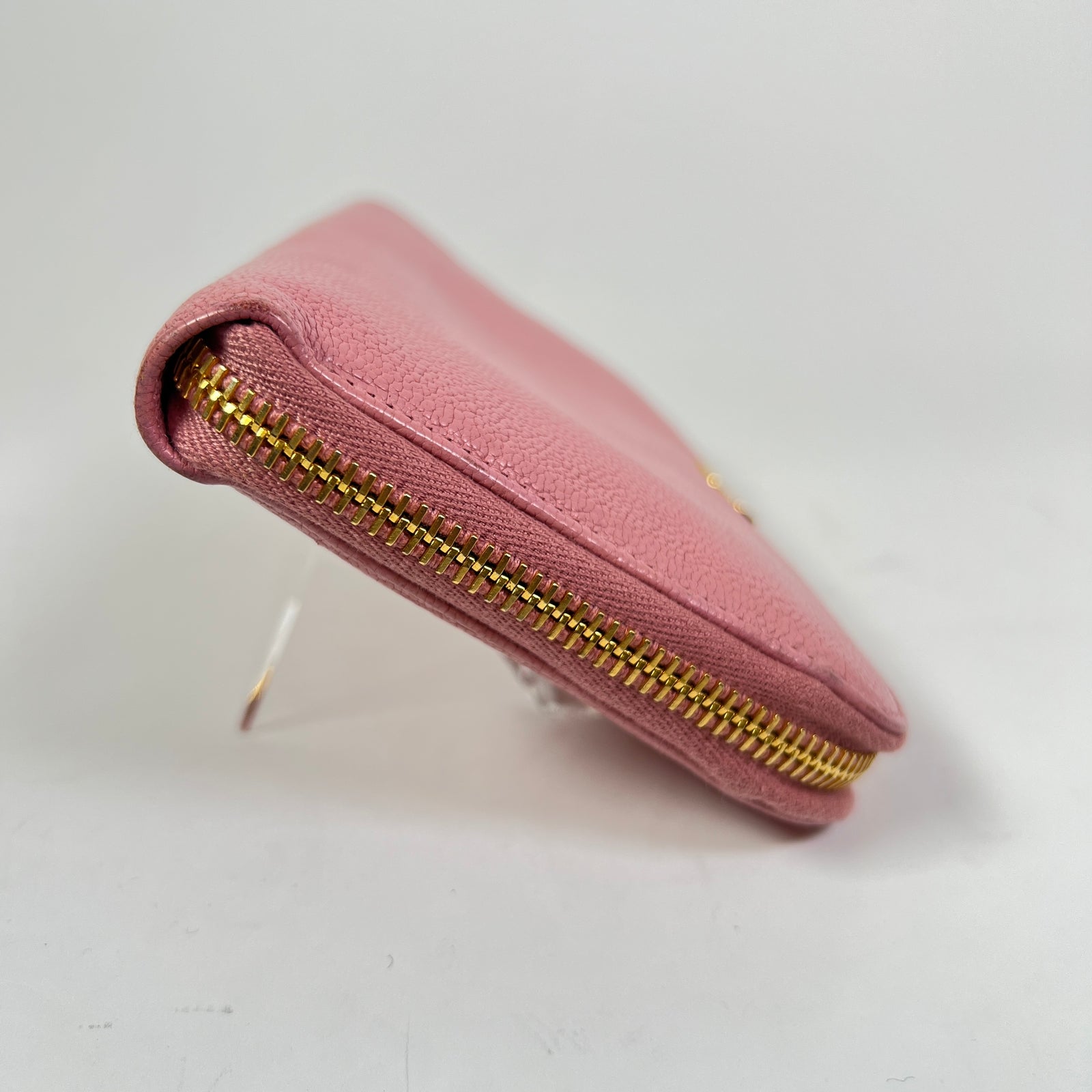 Miu Miu Pink Leather Zip Around Wallet