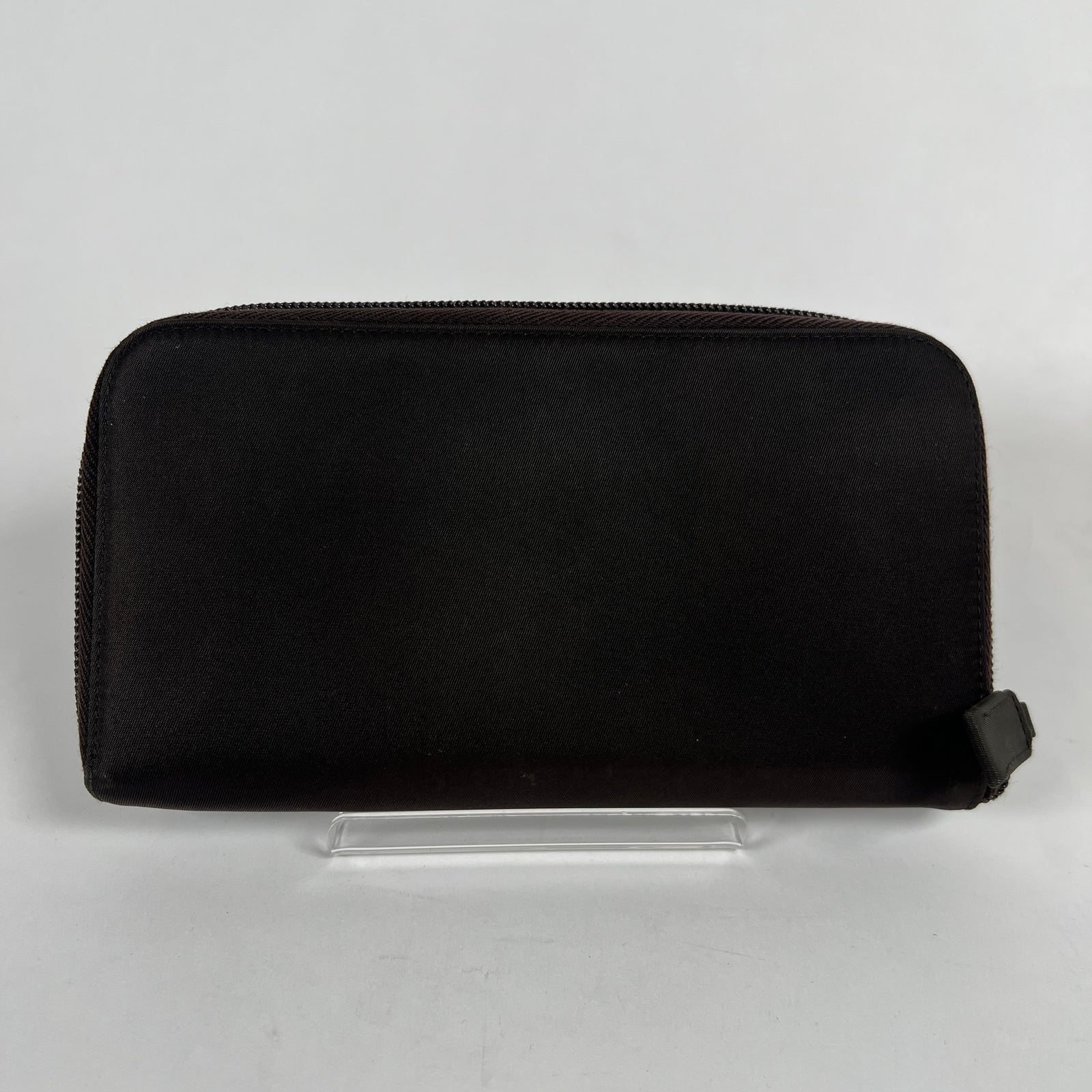 Prada Brown Nylon Zip Around Wallet