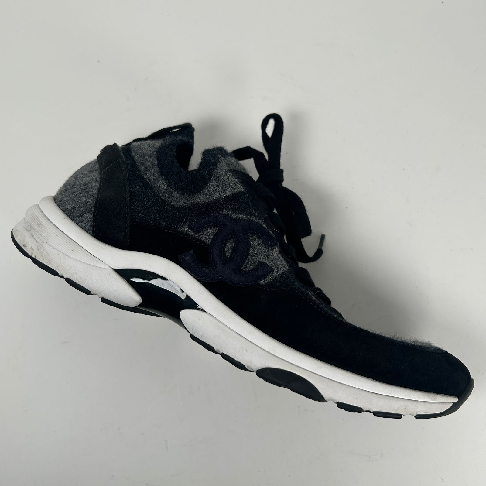 Chanel Dark Grey Knit Sock Runner Size 44