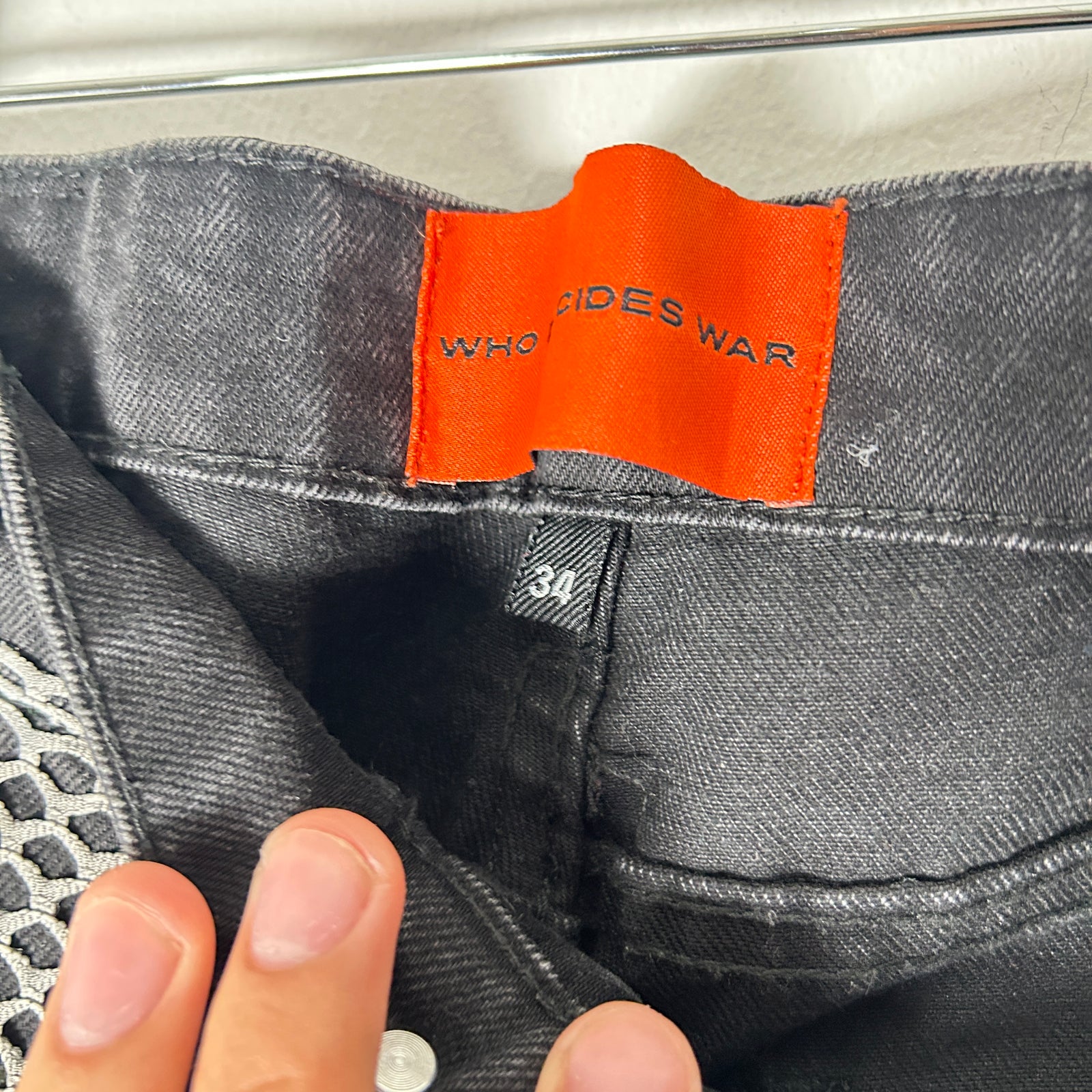 Who Decides War Patch Work Logo Jeans Size 34