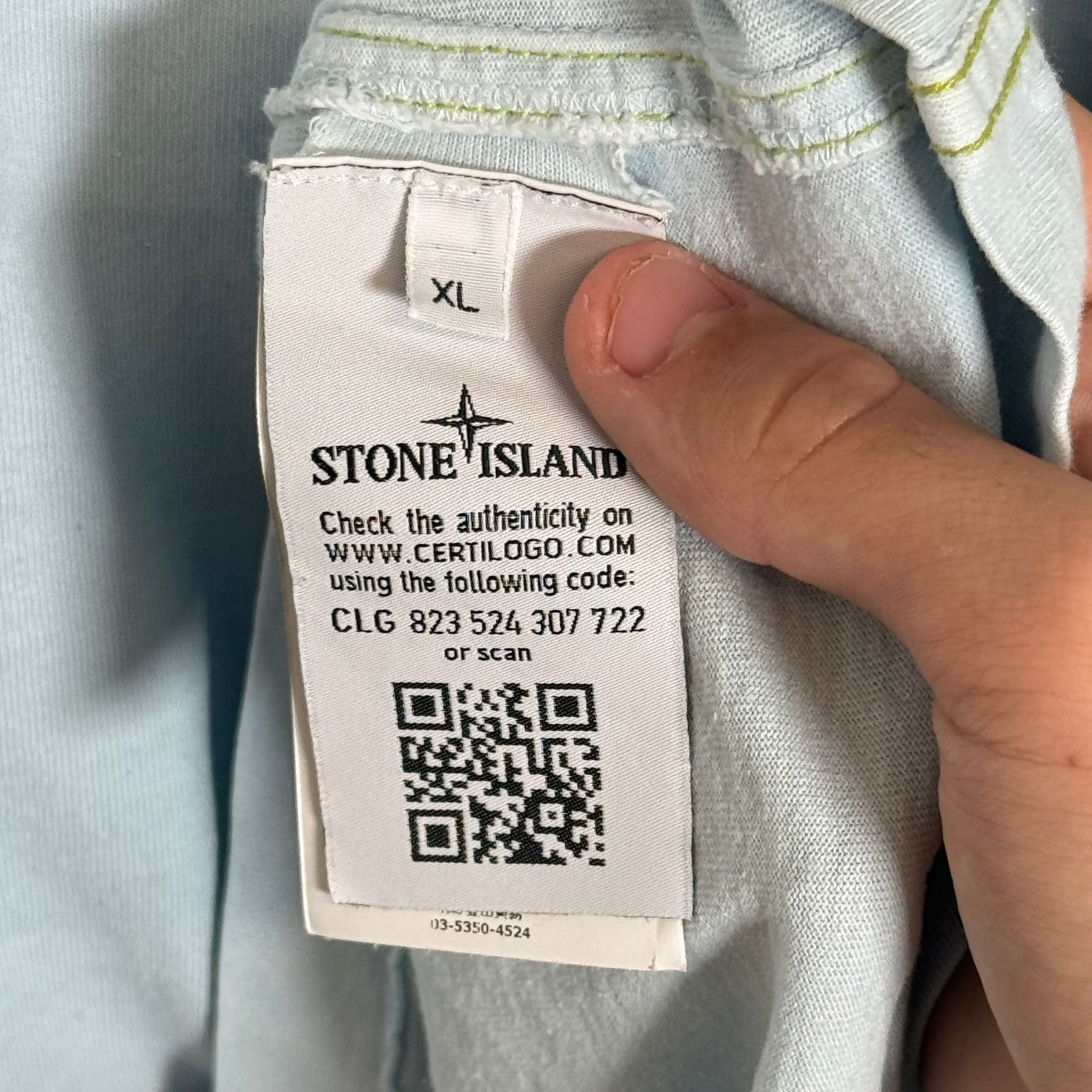 Stone Island Light Blue Embroidered Logo Tee Size XL