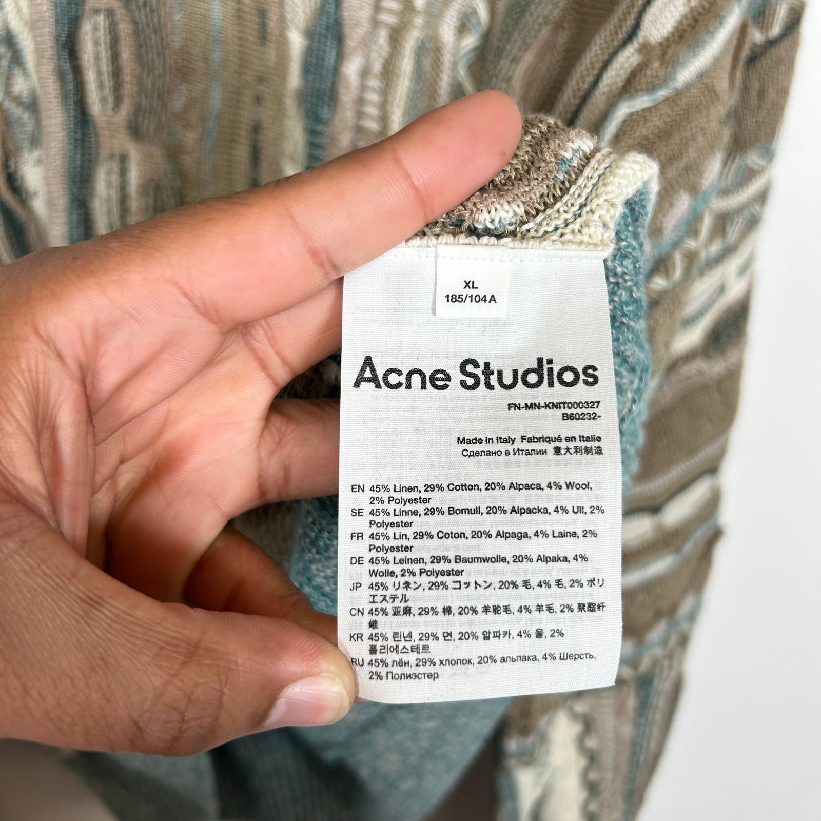 Acne Studios Blue Linen Sweater Size XL