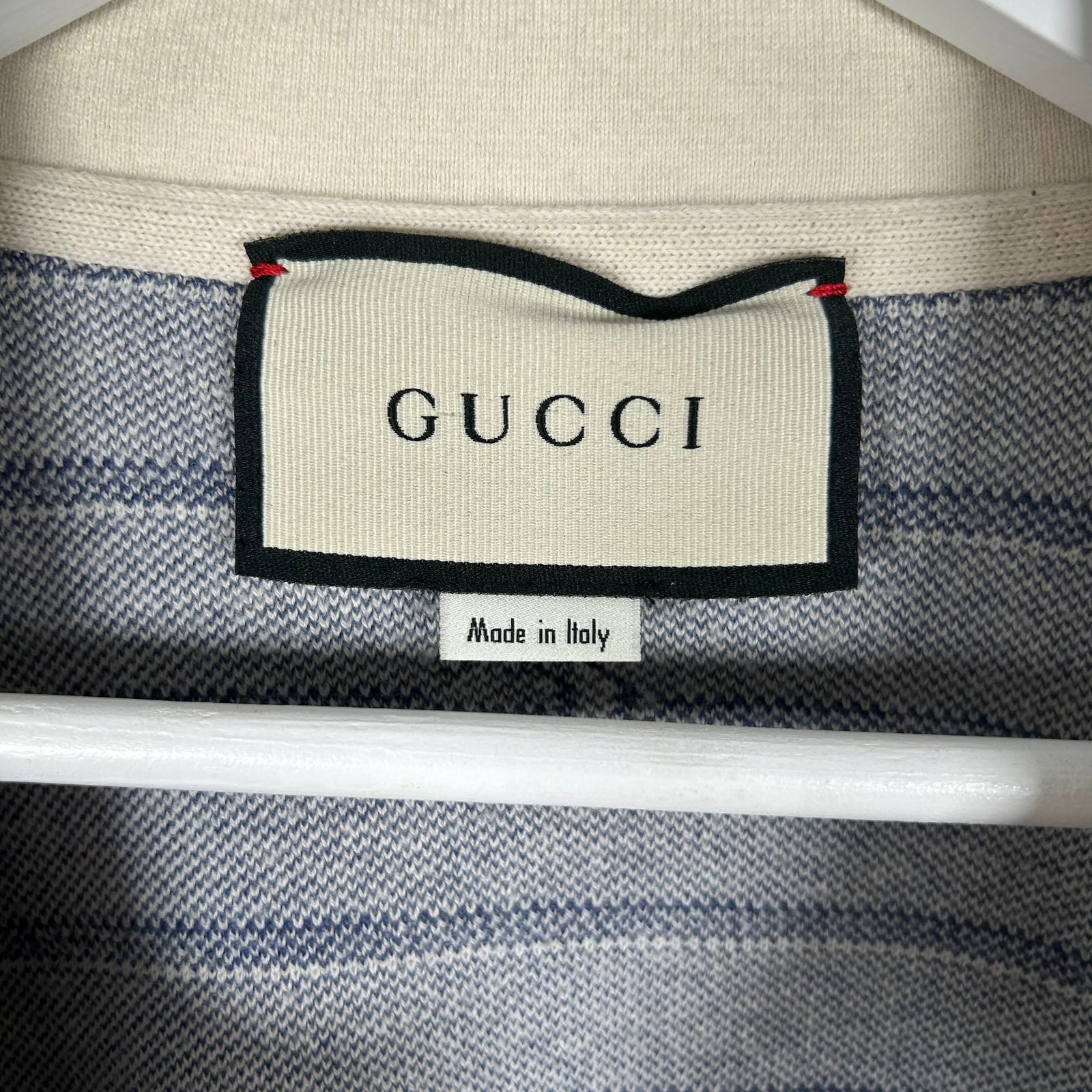 Gucci Striped Knit Button-Up Shirt Size M