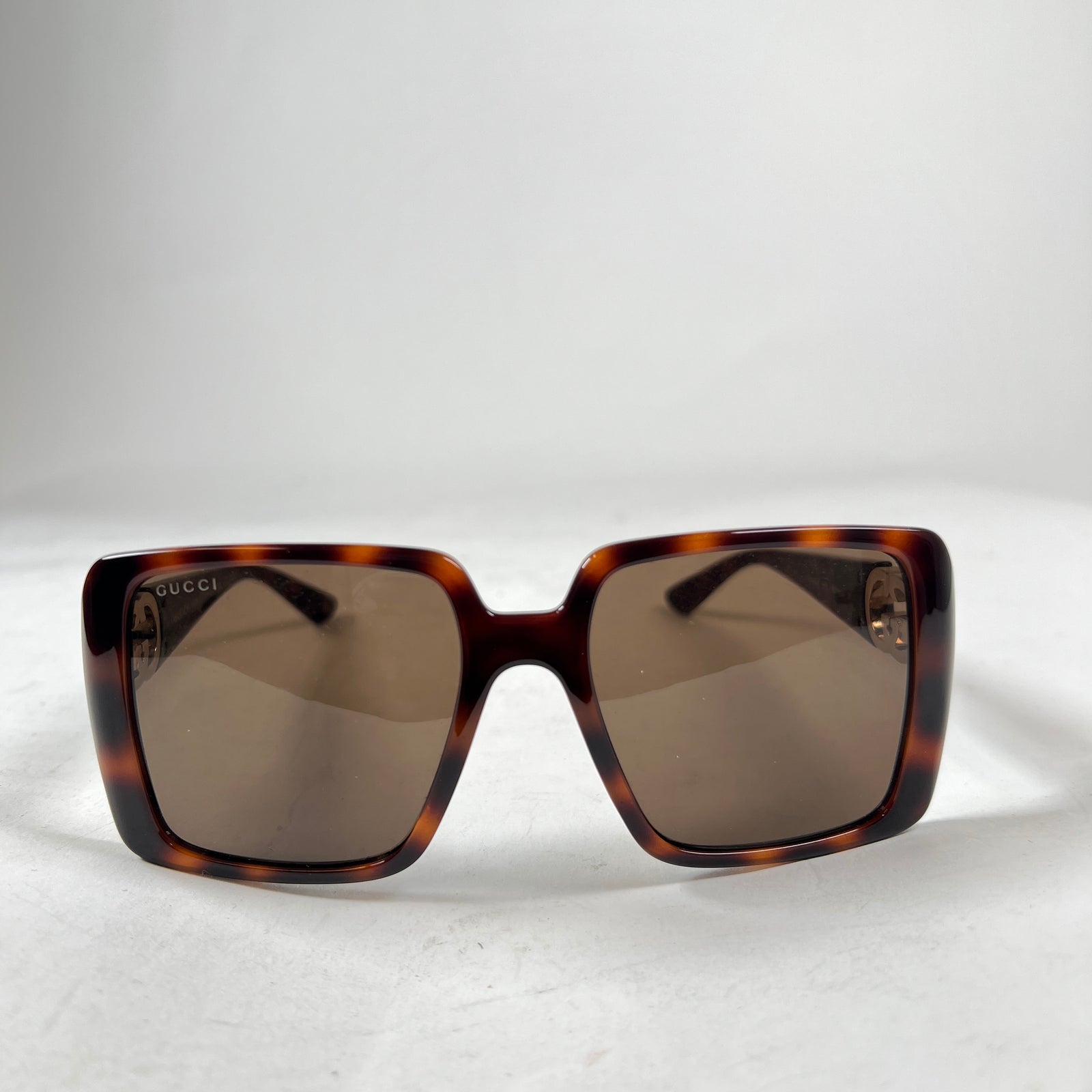 Gucci Tortoise Brown Double G Square Sunglasses
