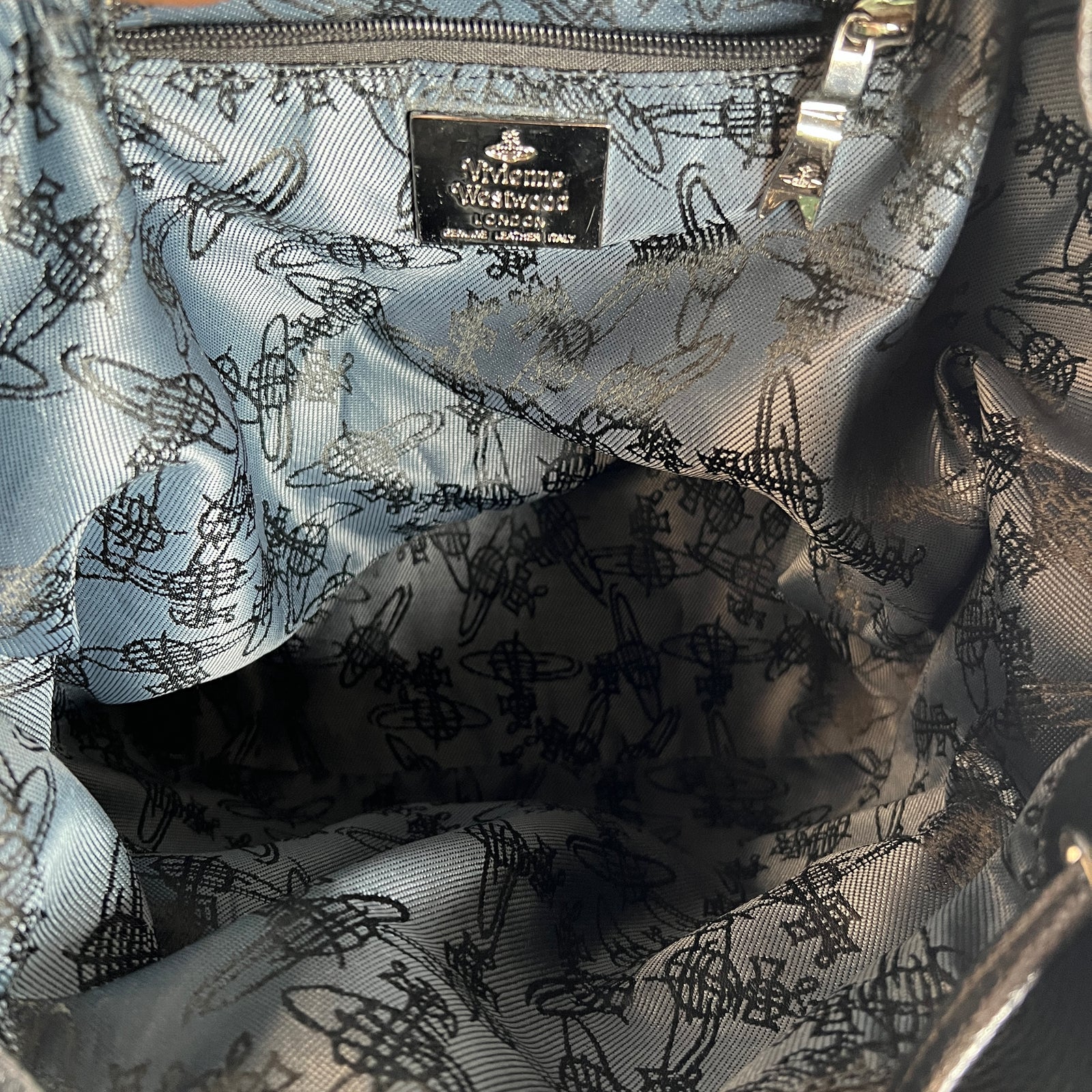 Vivienne Westwood Black Orb Leather Backpack