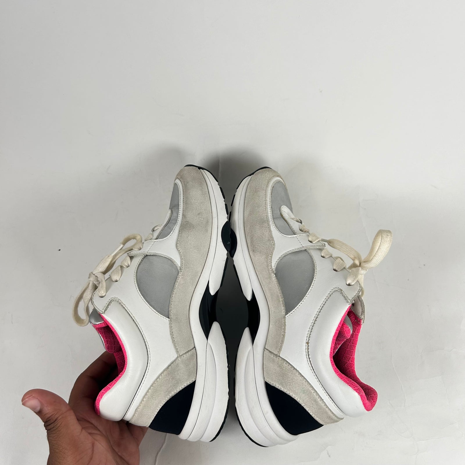 Chanel White/Pink CC Trainers Size 37