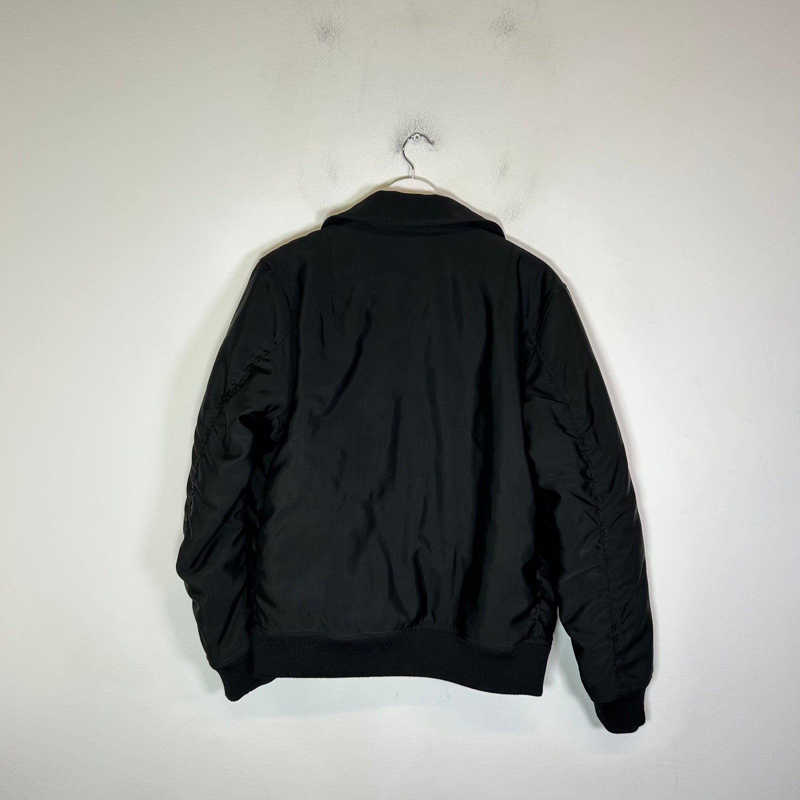 Saint Laurent Black Taffeta Silk Bomber Jacket Size 48