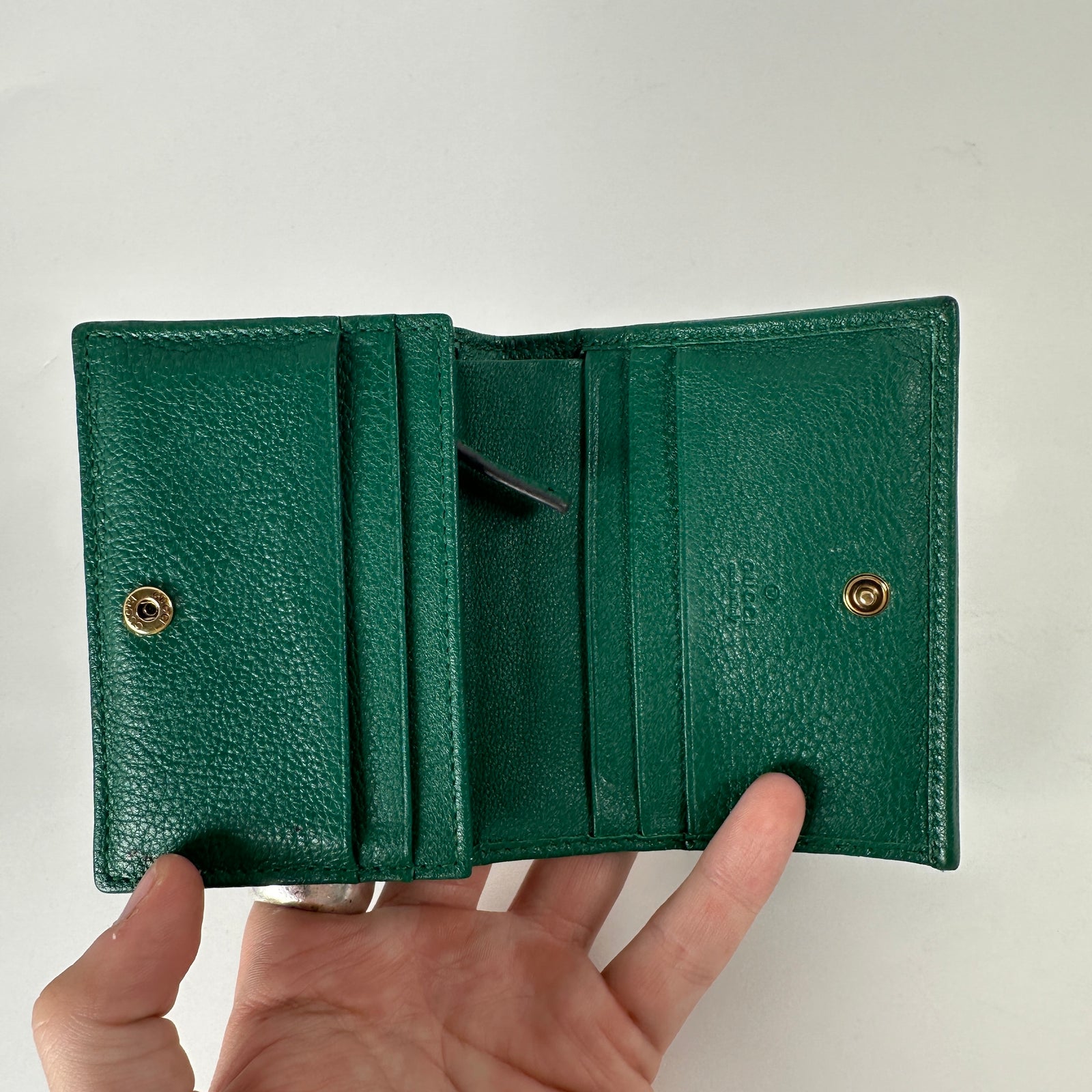 Gucci Diana Bamboo Bi-Fold Green Leather Wallet