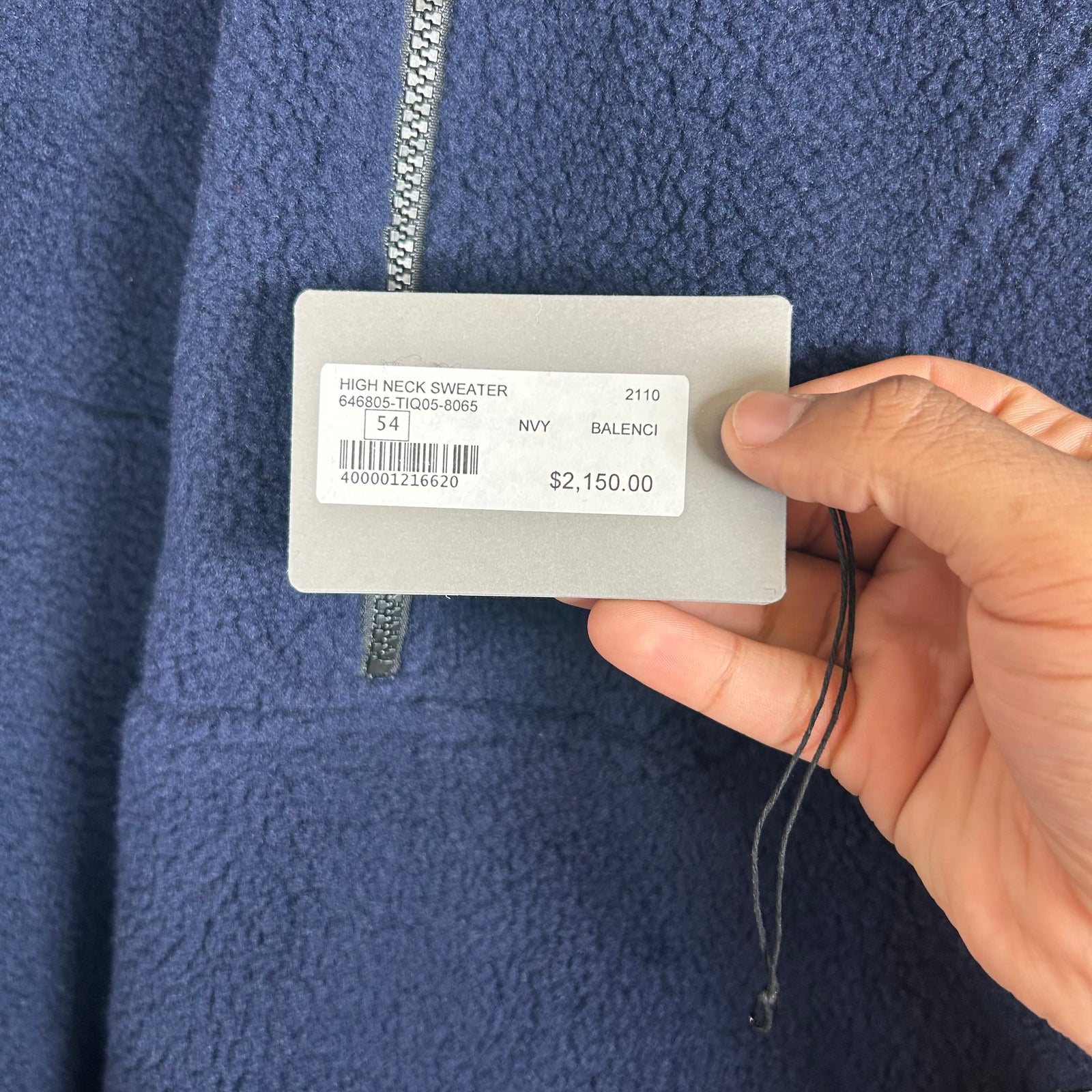Balenciaga Navy Sherpa Half Zip Jacket Size 54