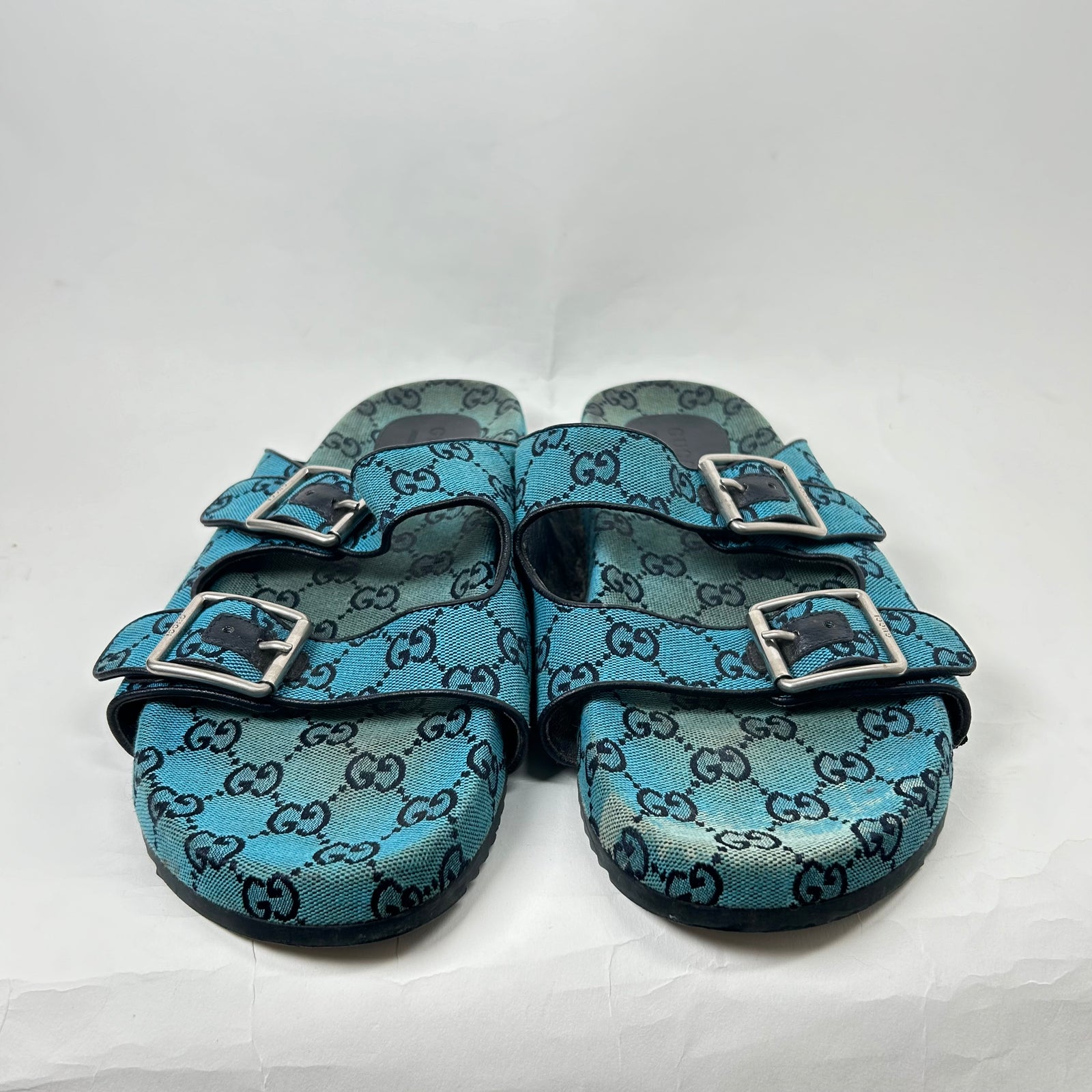 Gucci Blue Monogram Sandals Size 11
