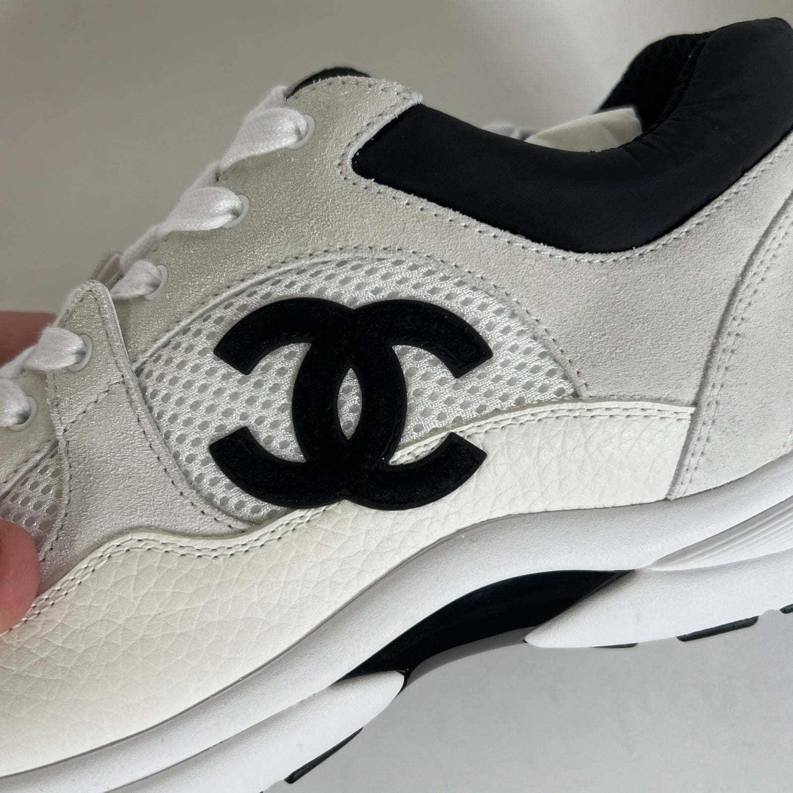 Chanel White CC Sneakers 41.5