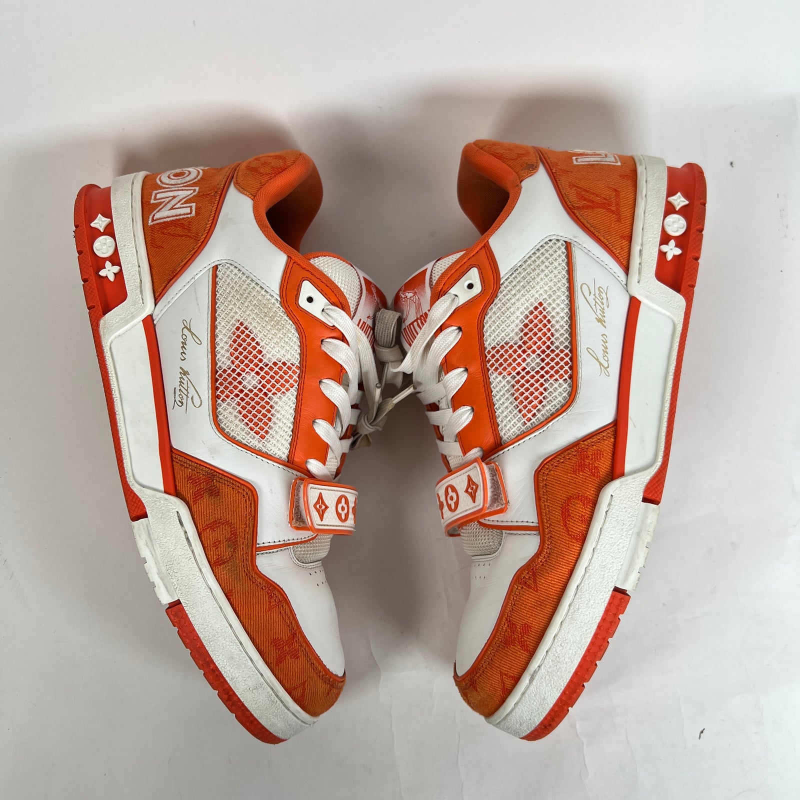 Louis Vuitton Orange Denim Monogram Trainer Size LV 9