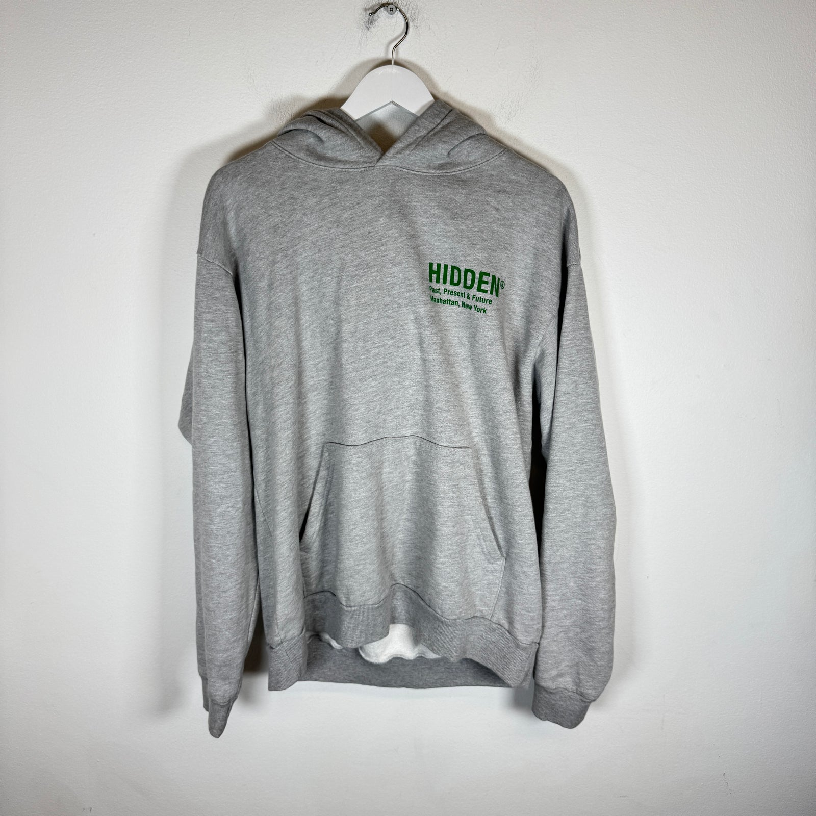 Hidden NY Grey/Green Logo Hoodie Size M