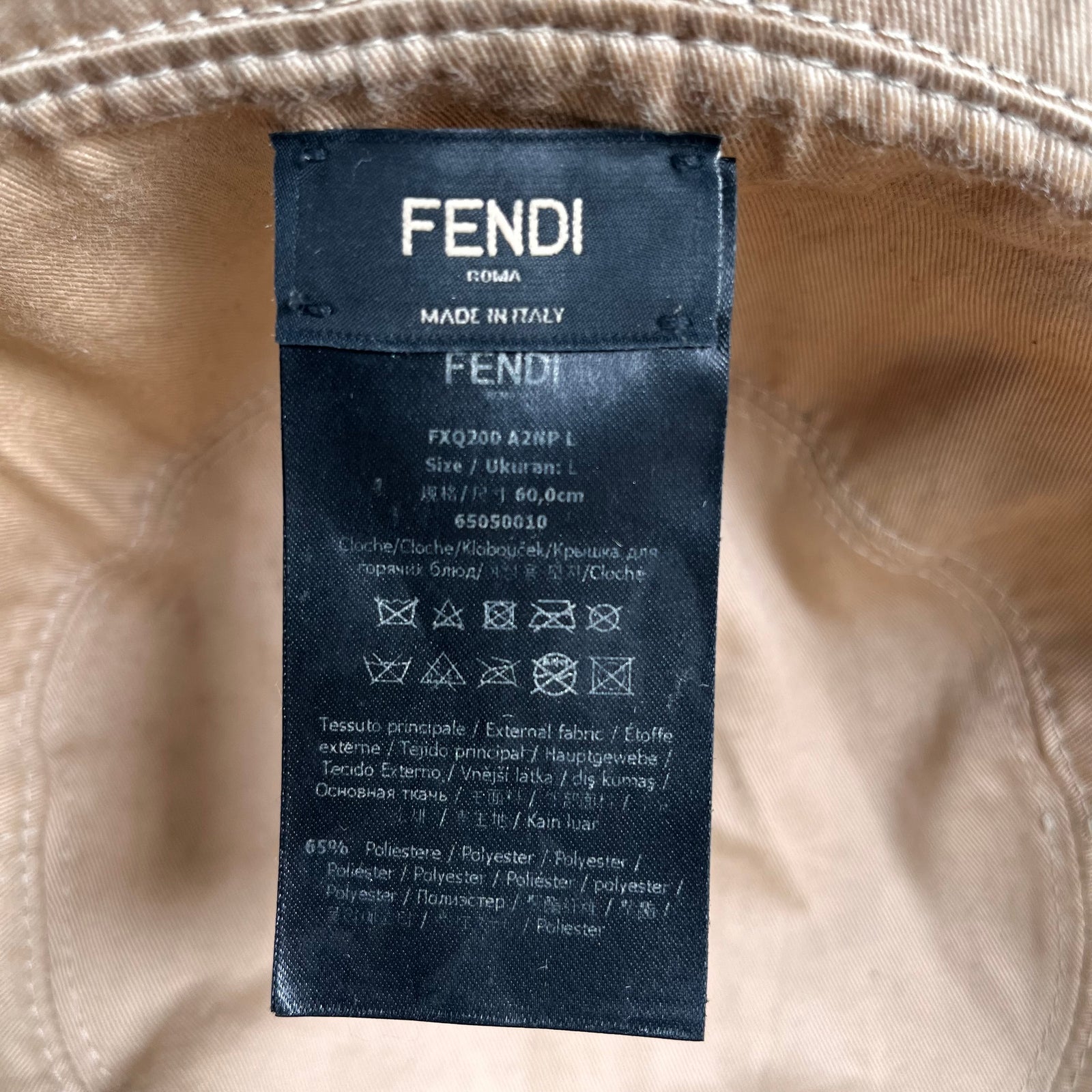 Fendi FF Monogram Waxed Bucket Hat Sz L