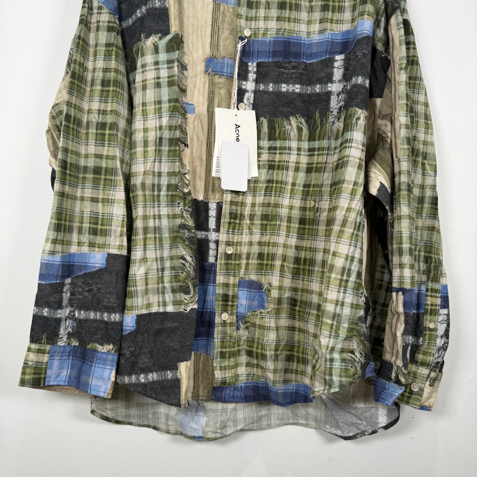 Acne Studios Trompe L'oeil Patchwork Button Up Shirt Size 50