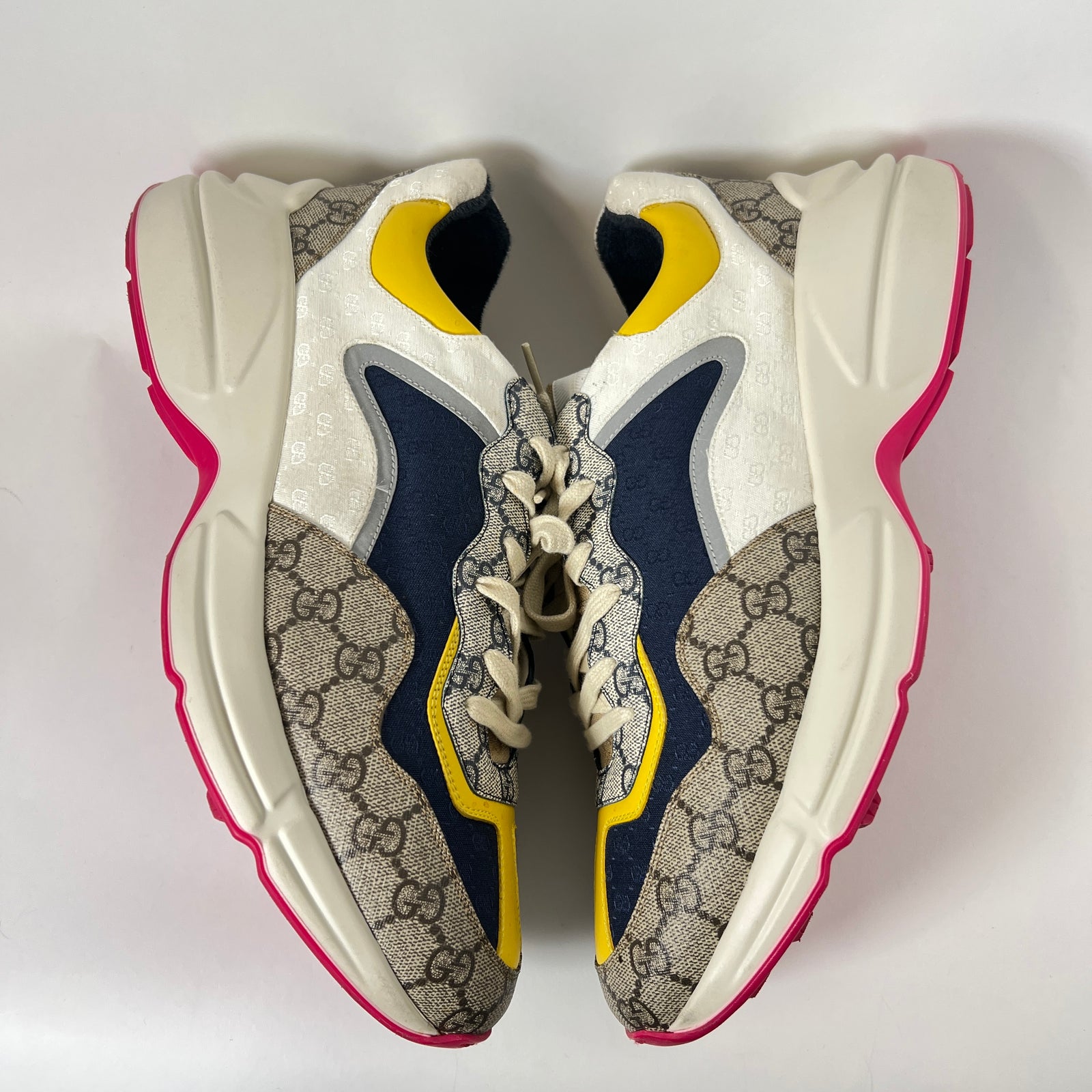 Gucci Beige/Yellow Rhyton Sneaker Size GG 12