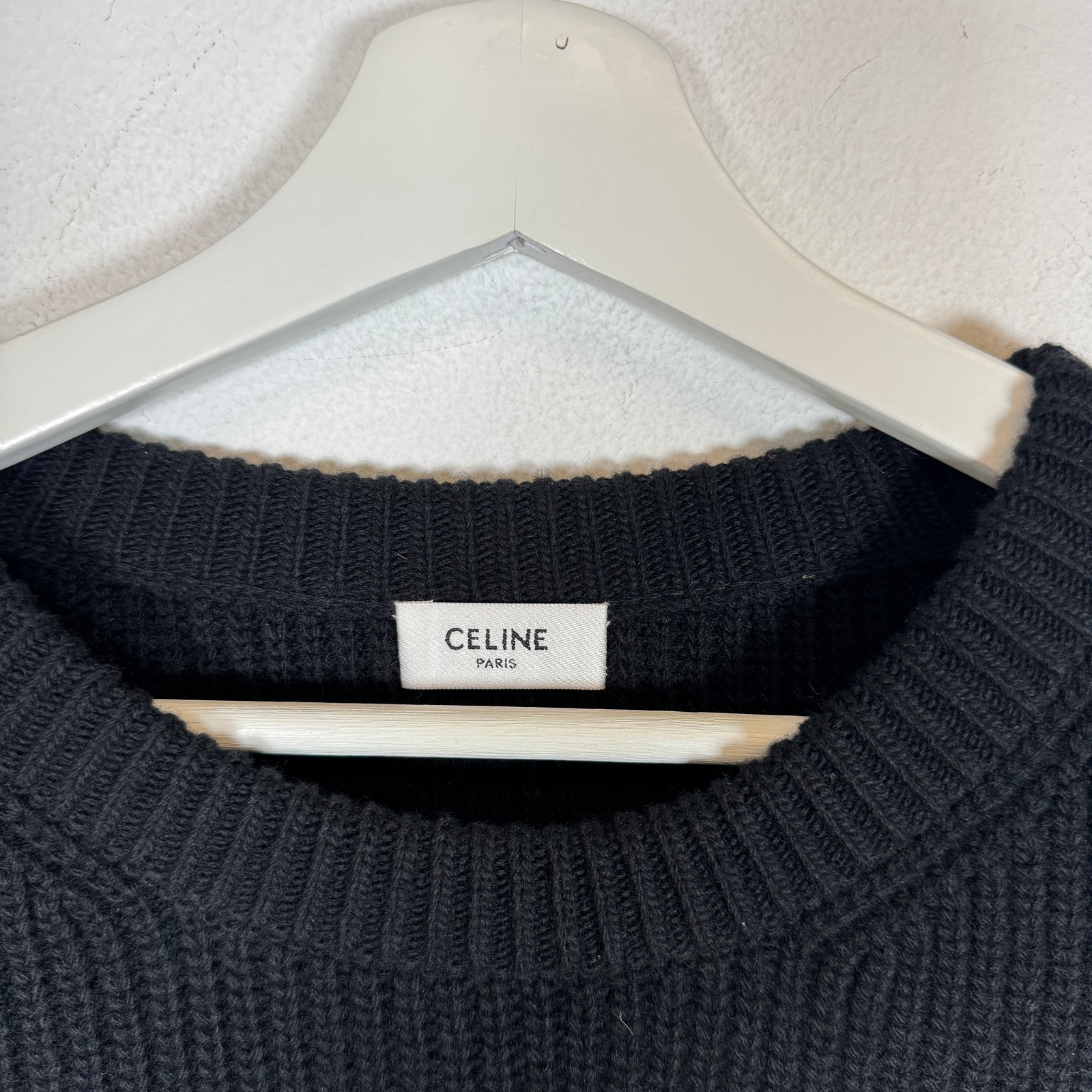 Celine Black Oversized Wool Knit Sweater Size L
