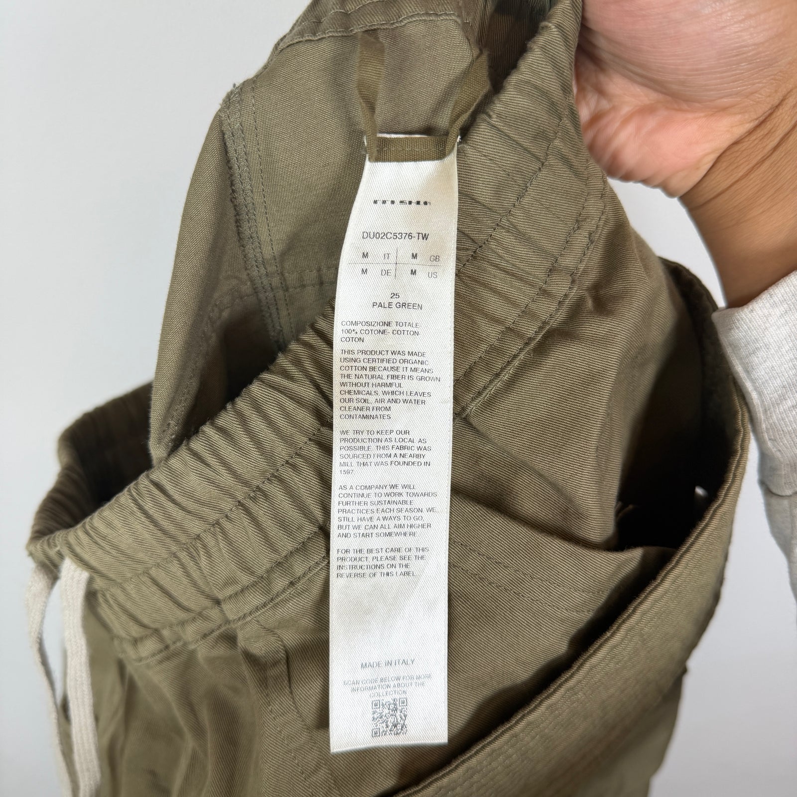 Rick Owens Drkshdw Olive Canvas Creatch Cargo Pants Size M