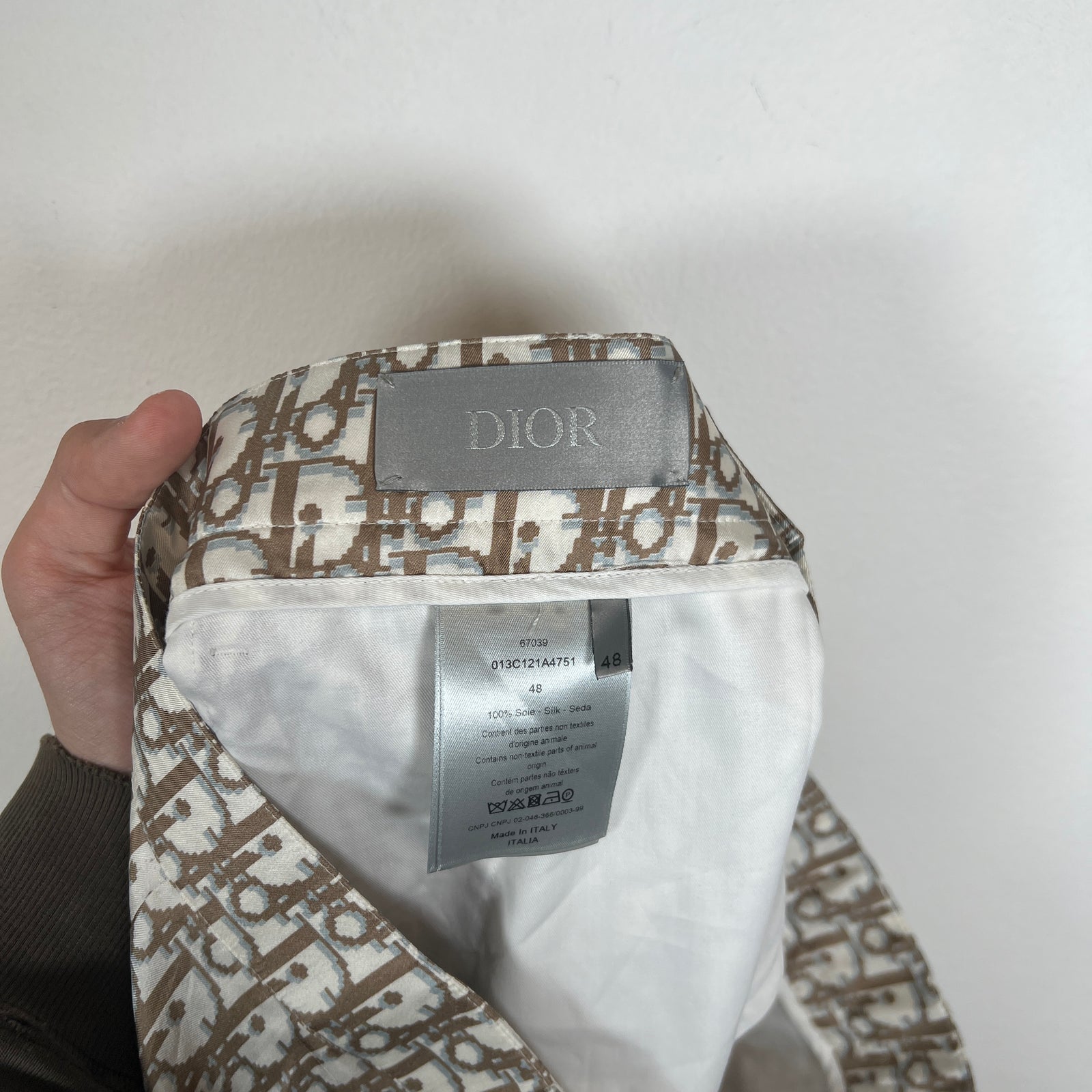 Dior Tan Oblique Silk Shorts Size 48